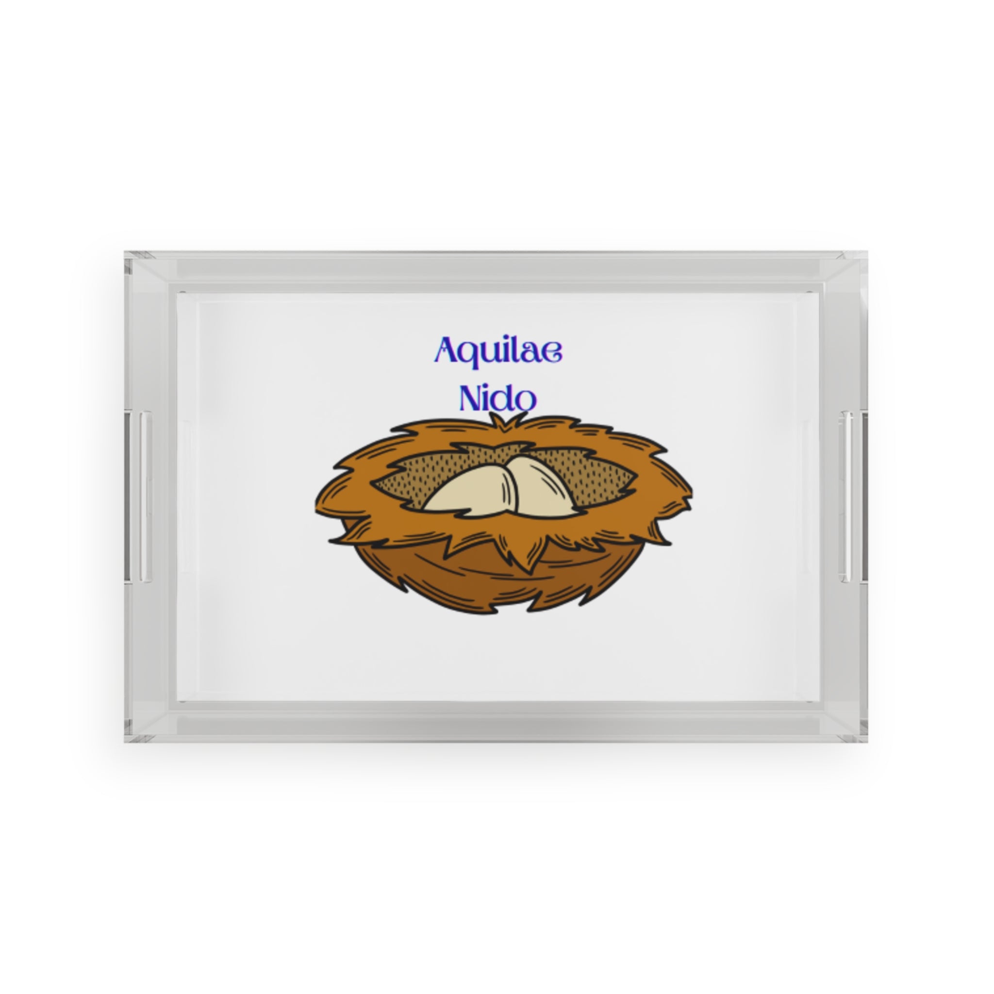 Bird Nest Illustration Acrylic Serving Tray | Nesting Eggs Home Decor