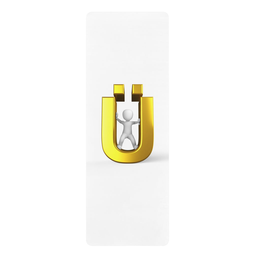 Gold Letter Ü Figure Rubber Yoga Mat | Minimalist Fitness Mat