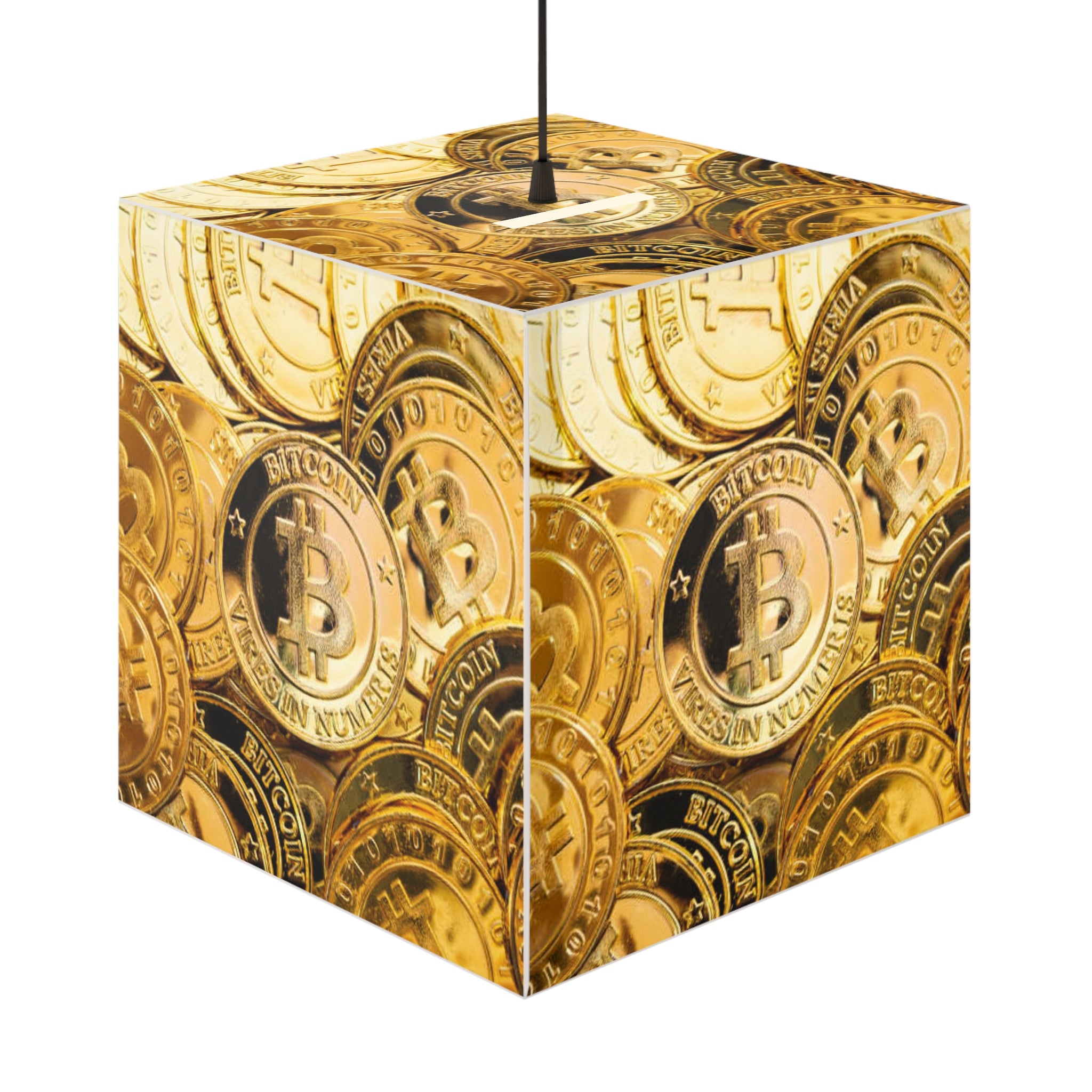 Lampe Cube Lumineux Pièces Bitcoin | Décoration Cryptomonnaie, Motif Pièces d'Or