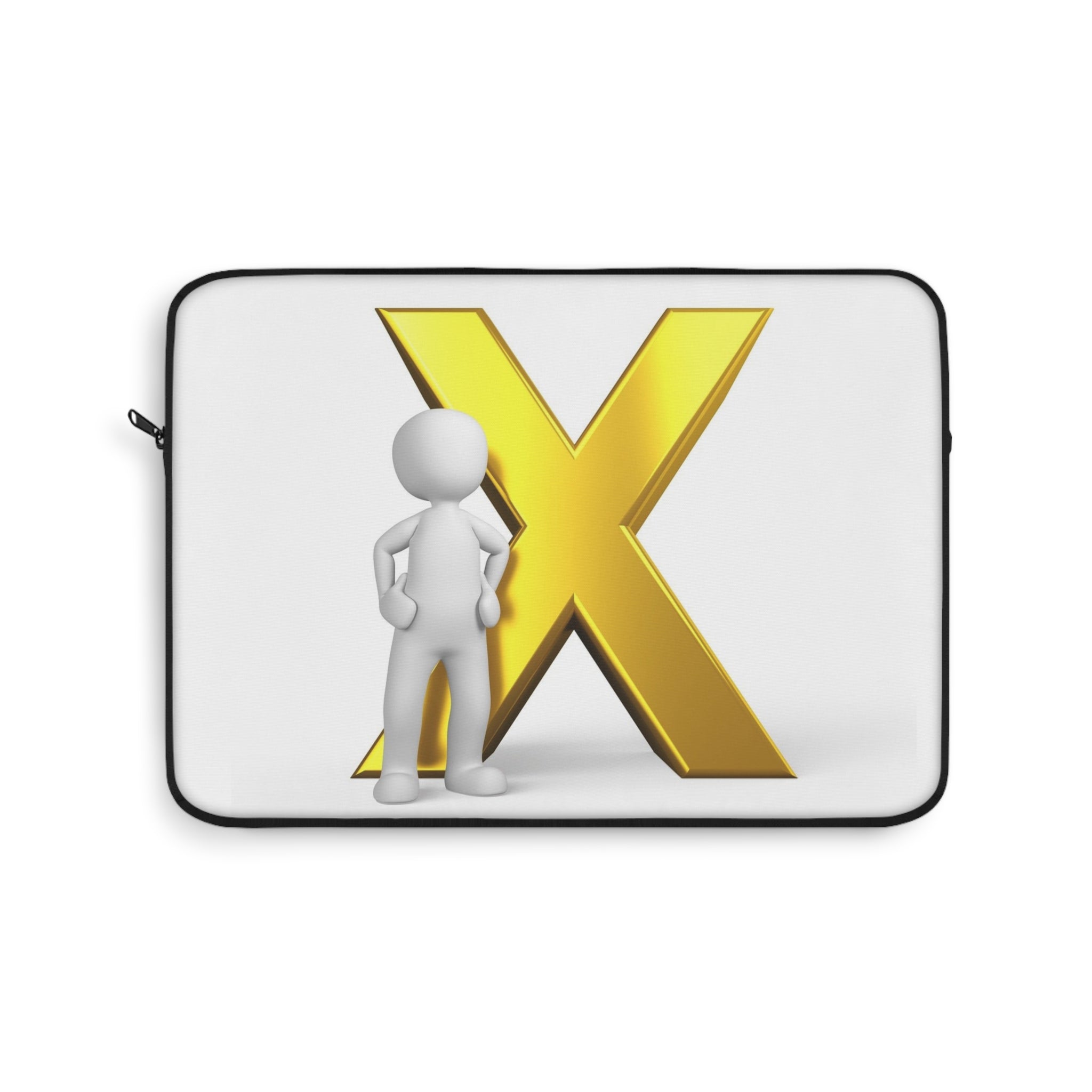 Gold Letter X with Figure Laptop Sleeve | Monogram Initial X