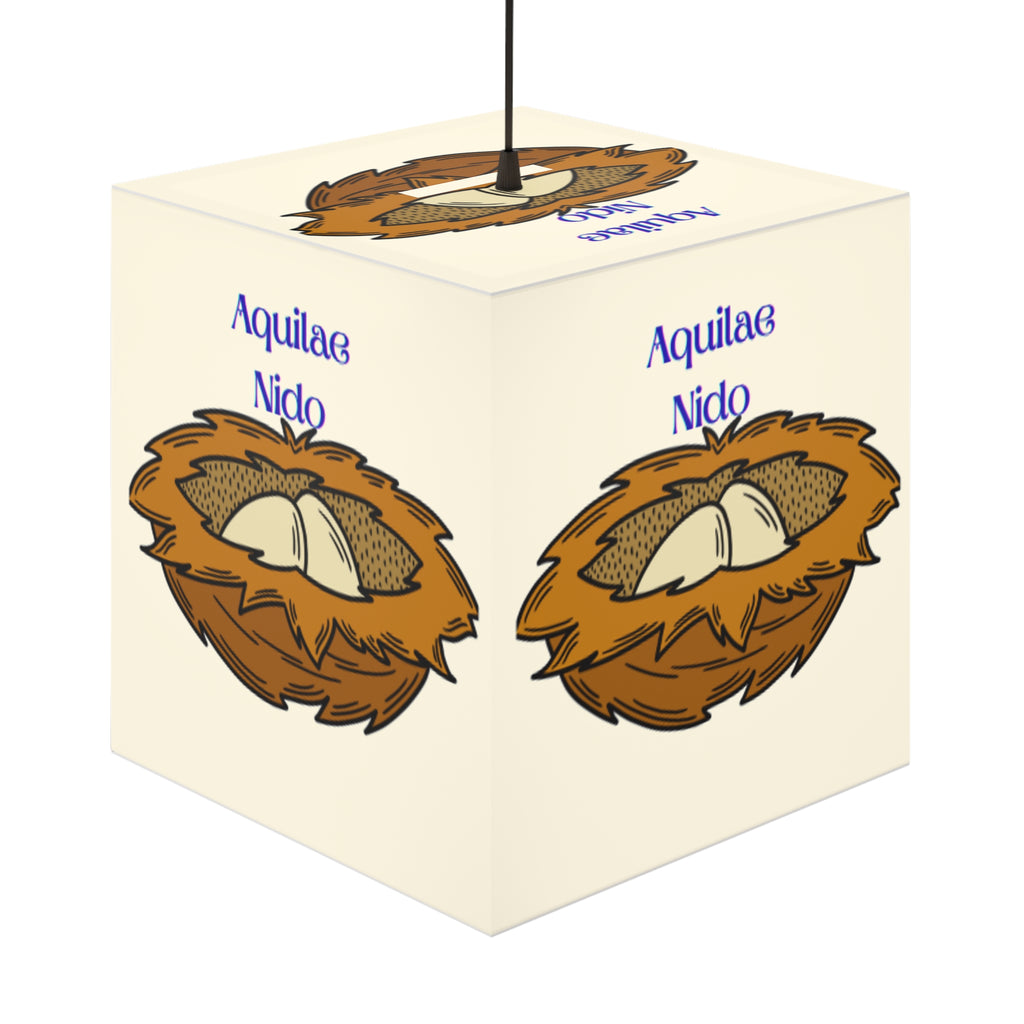 Nest with Eagle Eggs Light Cube Lamp | Nesting Bird Illustration, Latin Text