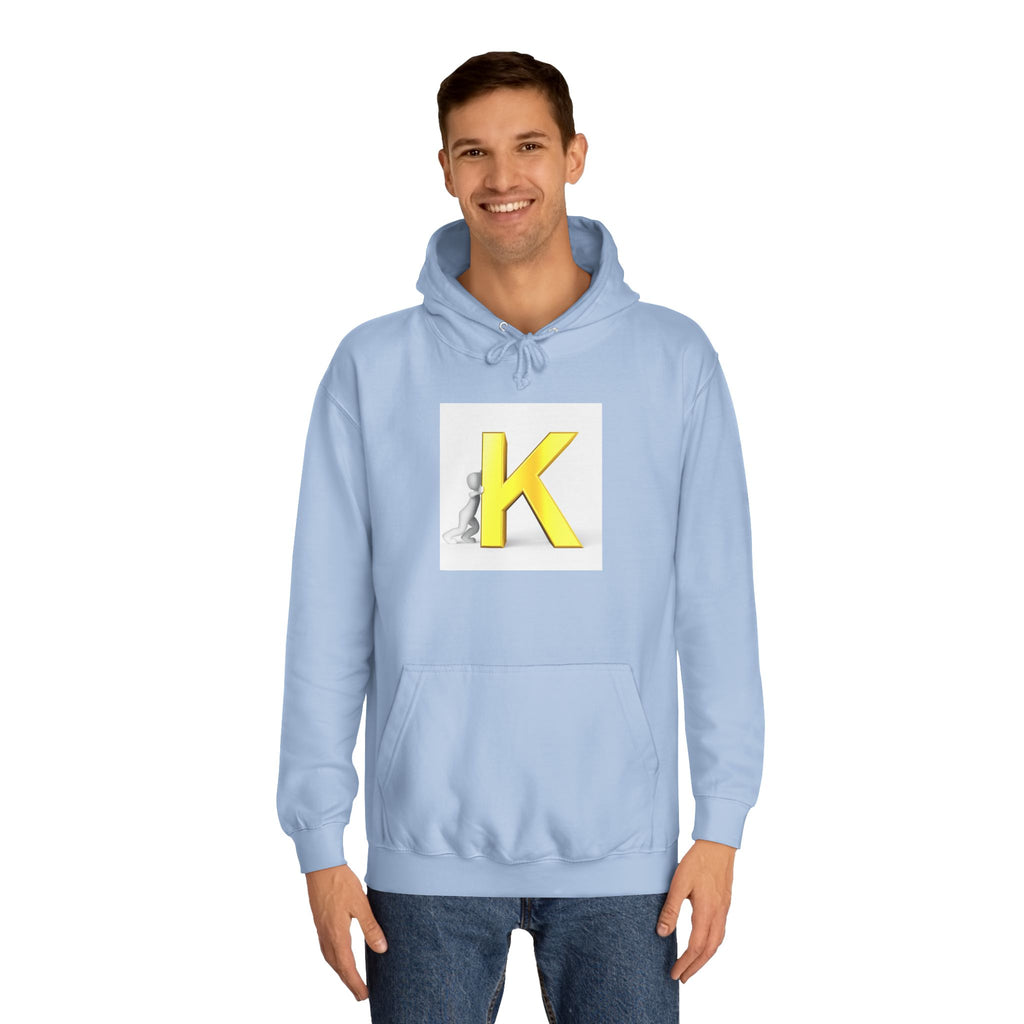 Yellow 3D Letter K hoodie | Initial Monogram, Alphabet Graphic