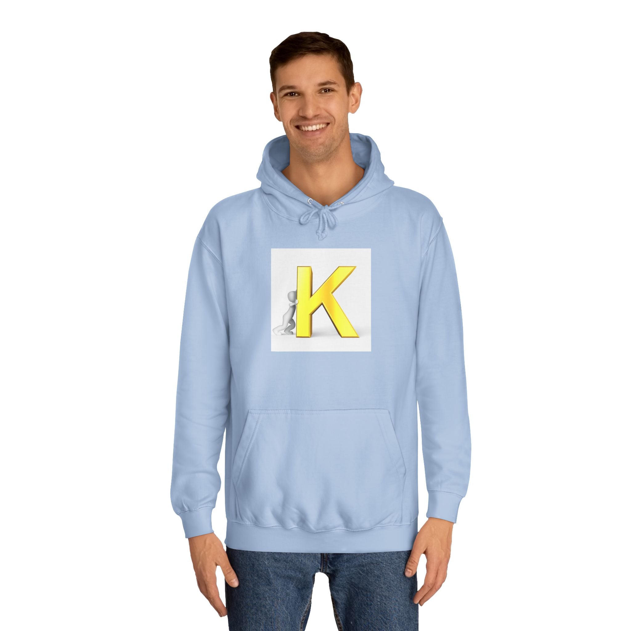 Yellow 3D Letter K hoodie | Initial Monogram, Alphabet Graphic