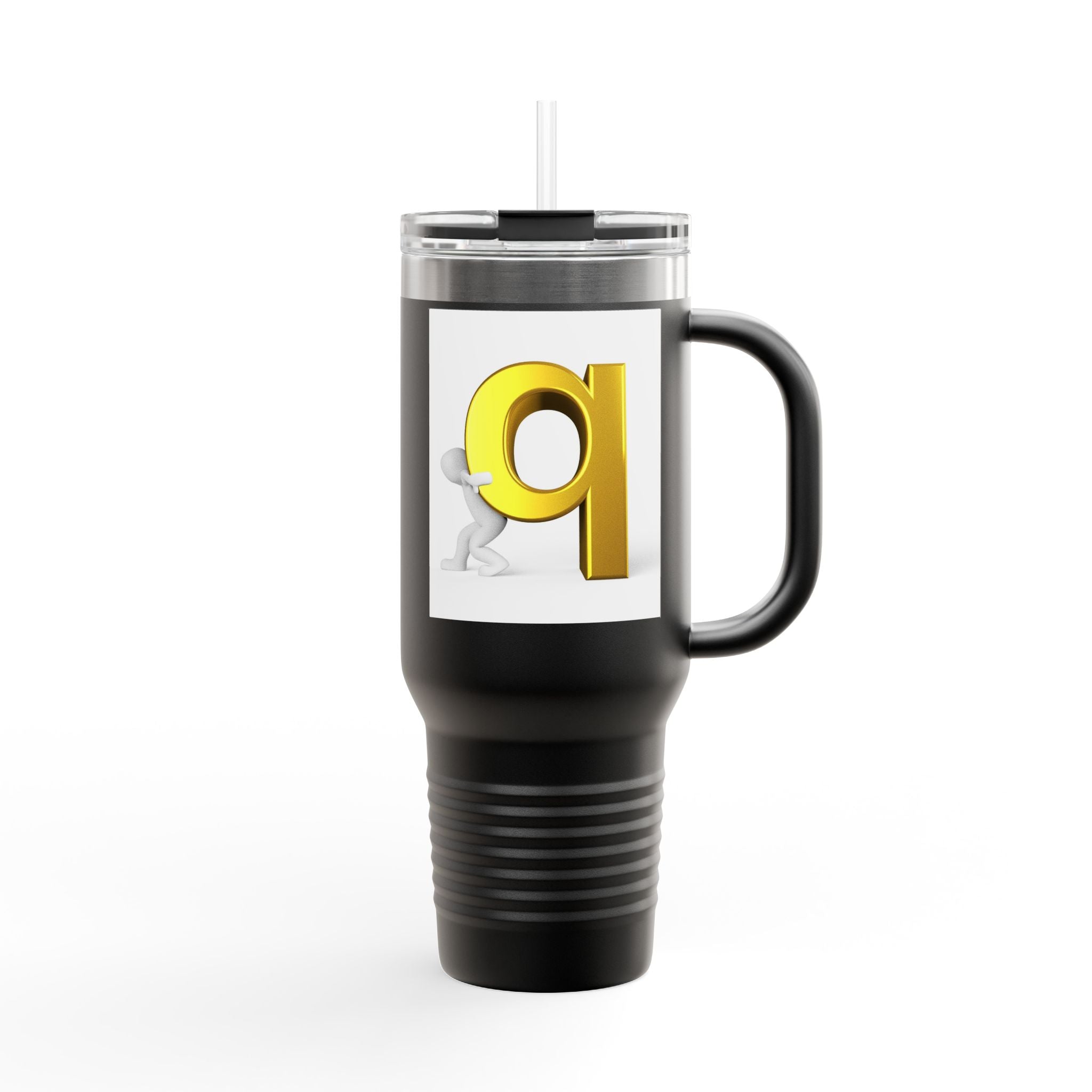 3D Gold Letter Q Illustration Travel Mug | 40oz Insulated Tumbler
