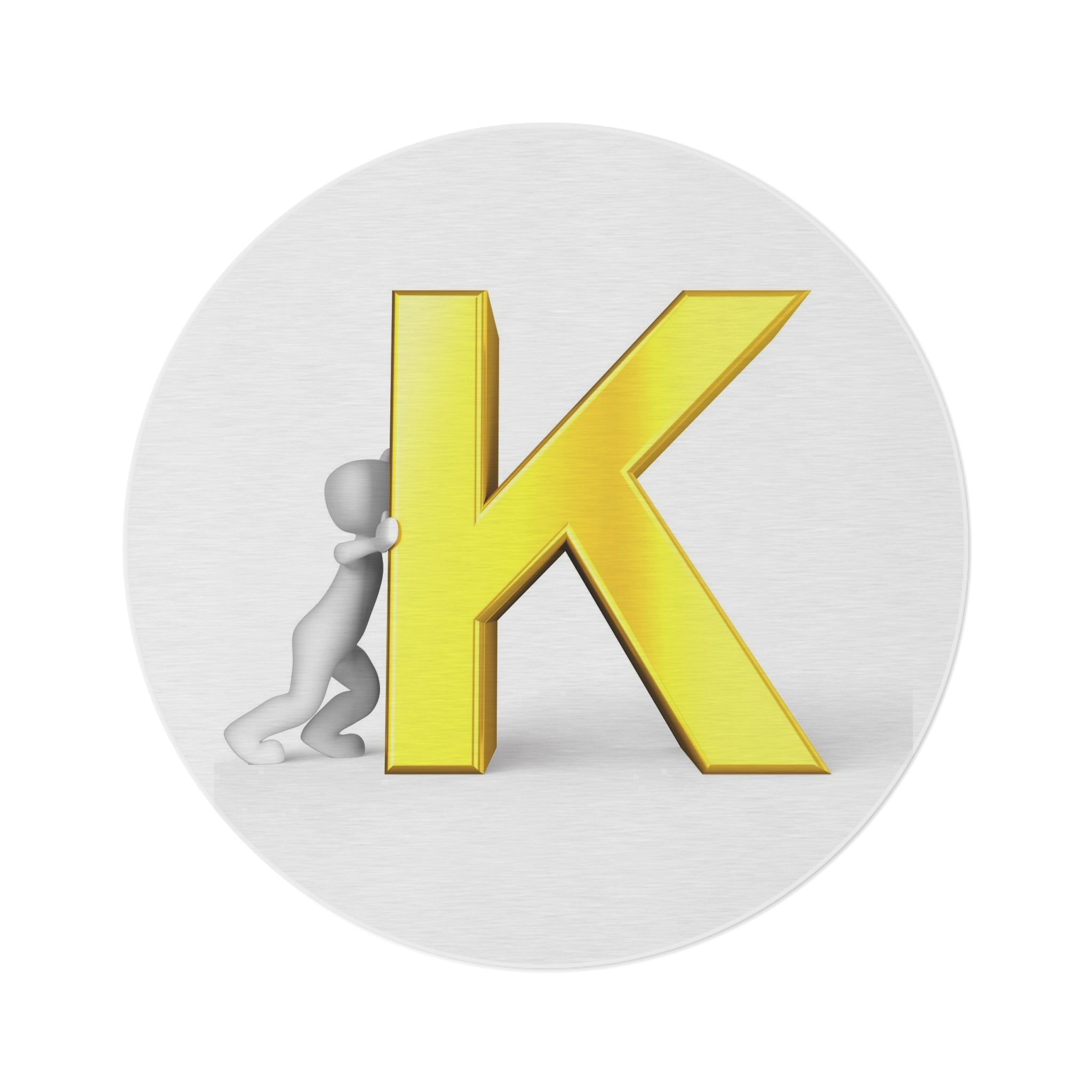 Gold Letter K Monogram Round Rug | Alphabet Initial Floor Mat