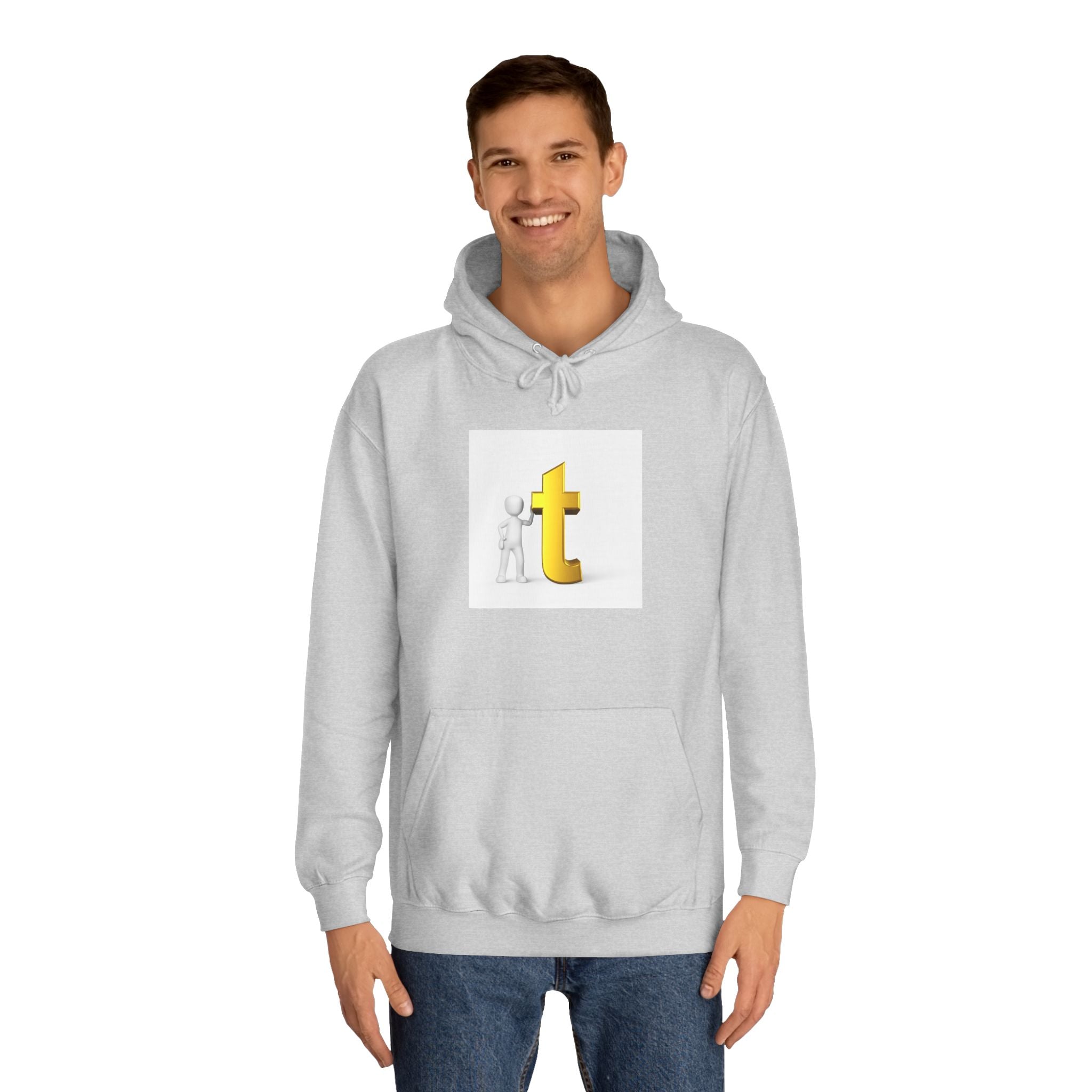 3D Gold Letter T Hoodie | Minimal Letterman Initial Sweatshirt