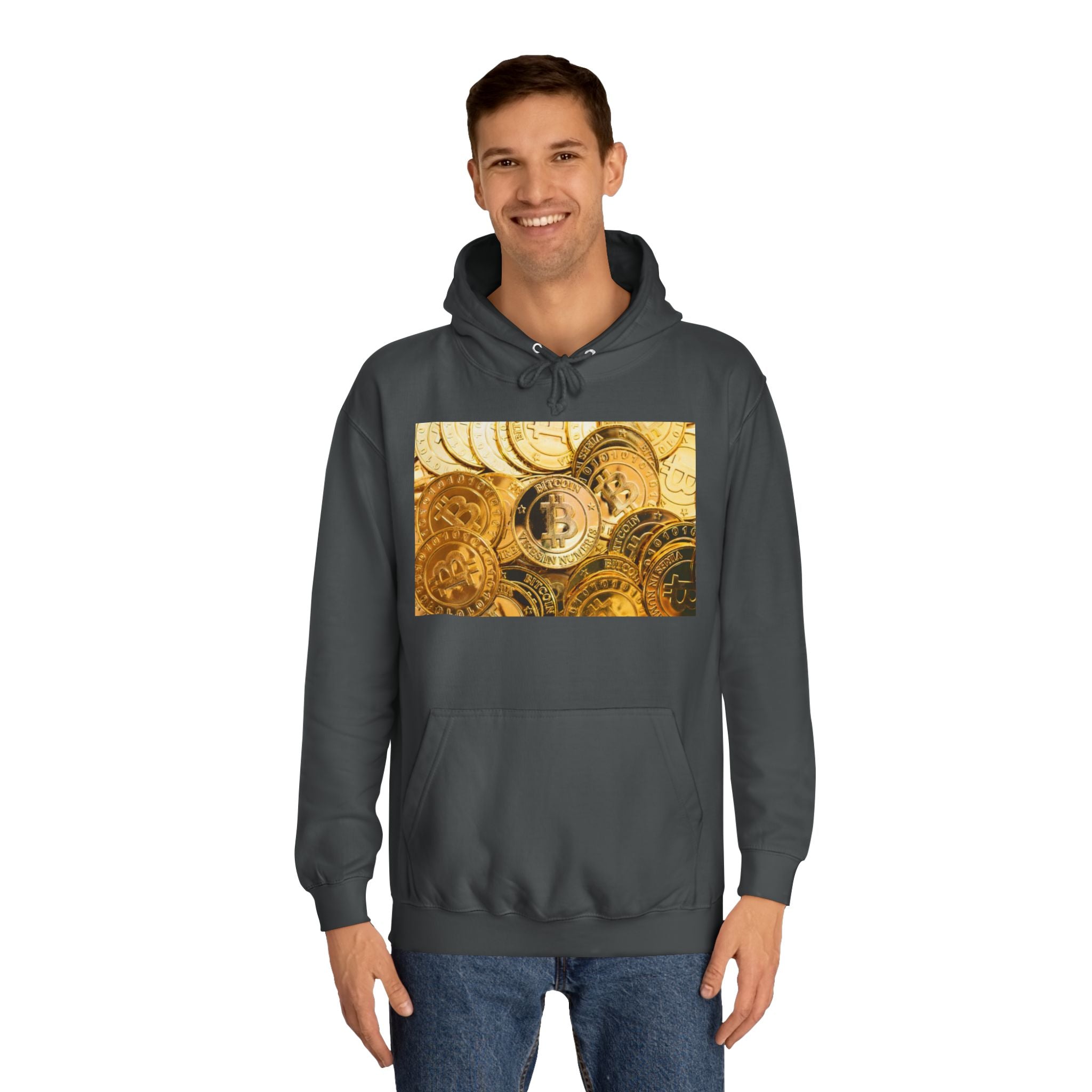 Golden Bitcoin Coins Hoodie | Crypto Cryptocurrency Crypto Art, Digital Currency Apparel