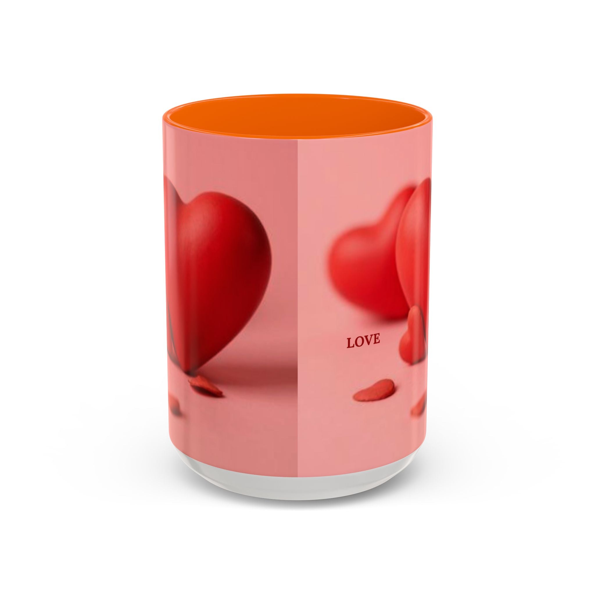 Red Heart Love Design Accent Coffee Mug | Valentine Heart Ceramic Mug
