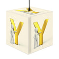3D Stick Figure with Gold Letter Y Light Cube Lamp | Nursery Night Light