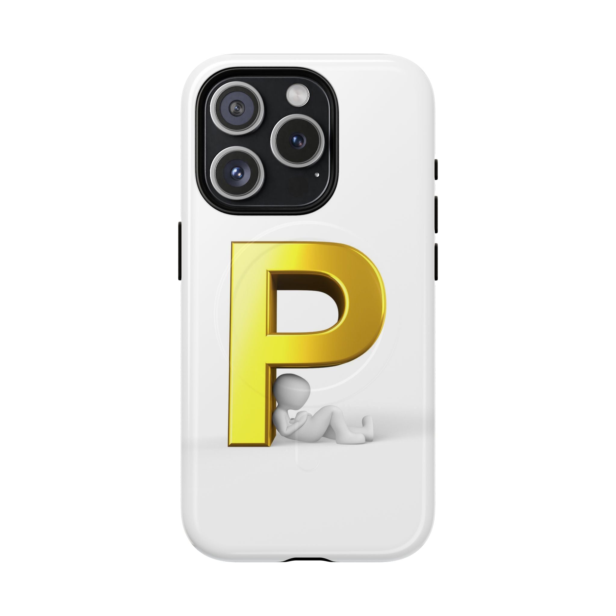 Coque de Téléphone Monogramme Lettre P Dorée | Coque Magnétique Robuste