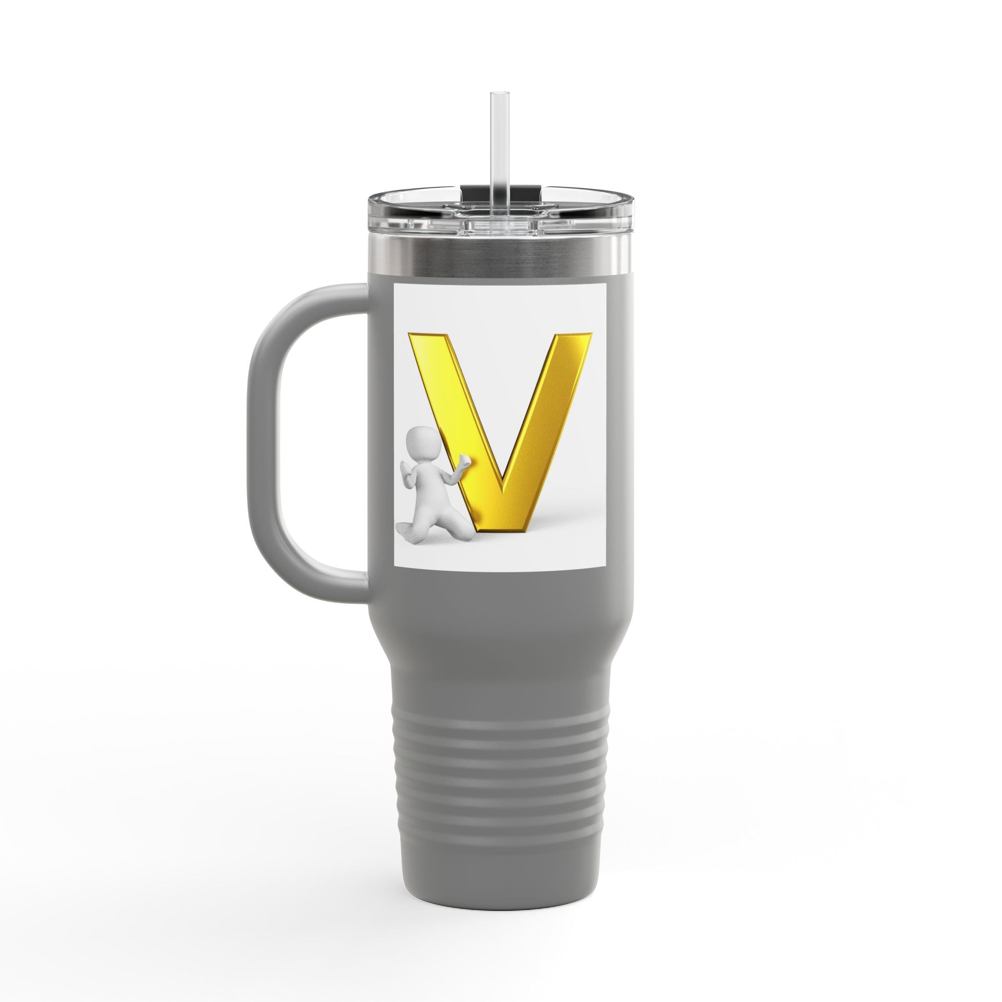 3D Letter V Design Travel Mug | 40oz Insulated Tumbler