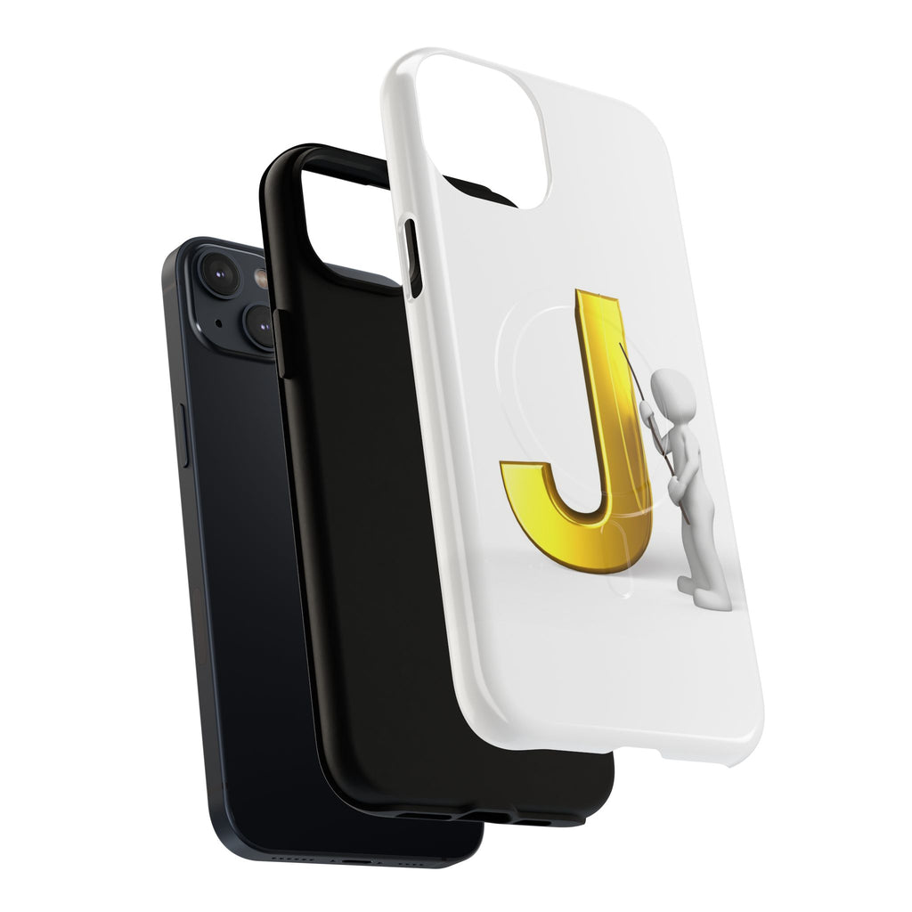 Gold Letter J with Painter Figure Phone Case | Tough Magnetic Case