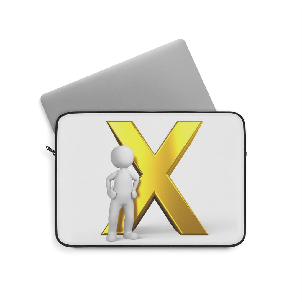 Gold Letter X with Figure Laptop Sleeve | Monogram Initial X