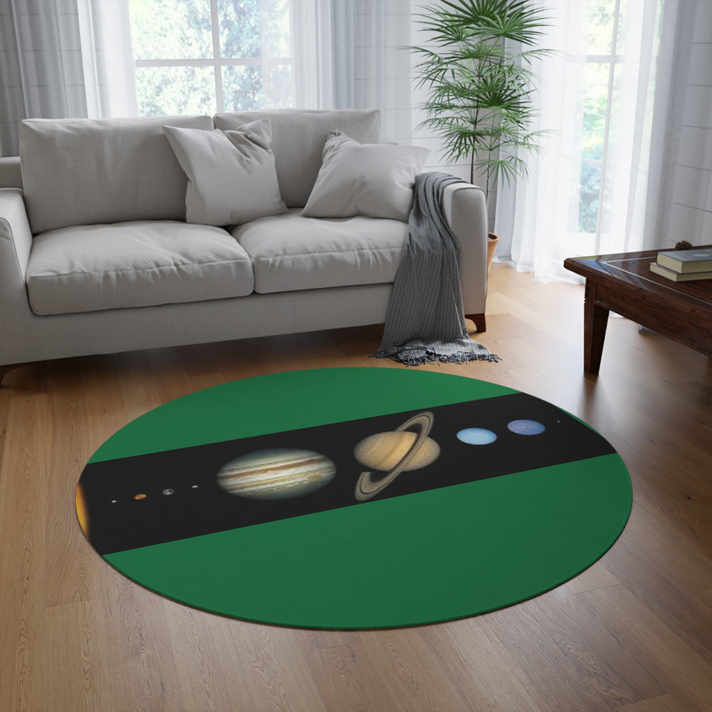 Solar System Planets Round Rug | Planetary Stripe Floor Mat