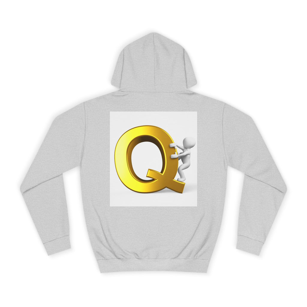 Golden Q Letter Hoodie | 3D Character Climbing Initial Sweatshirt