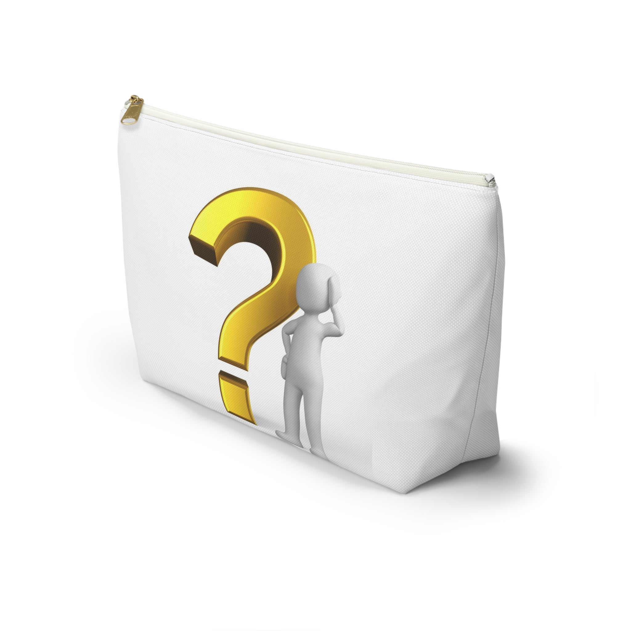 Gold Question Mark with Thinking Figure Accessory Pouch