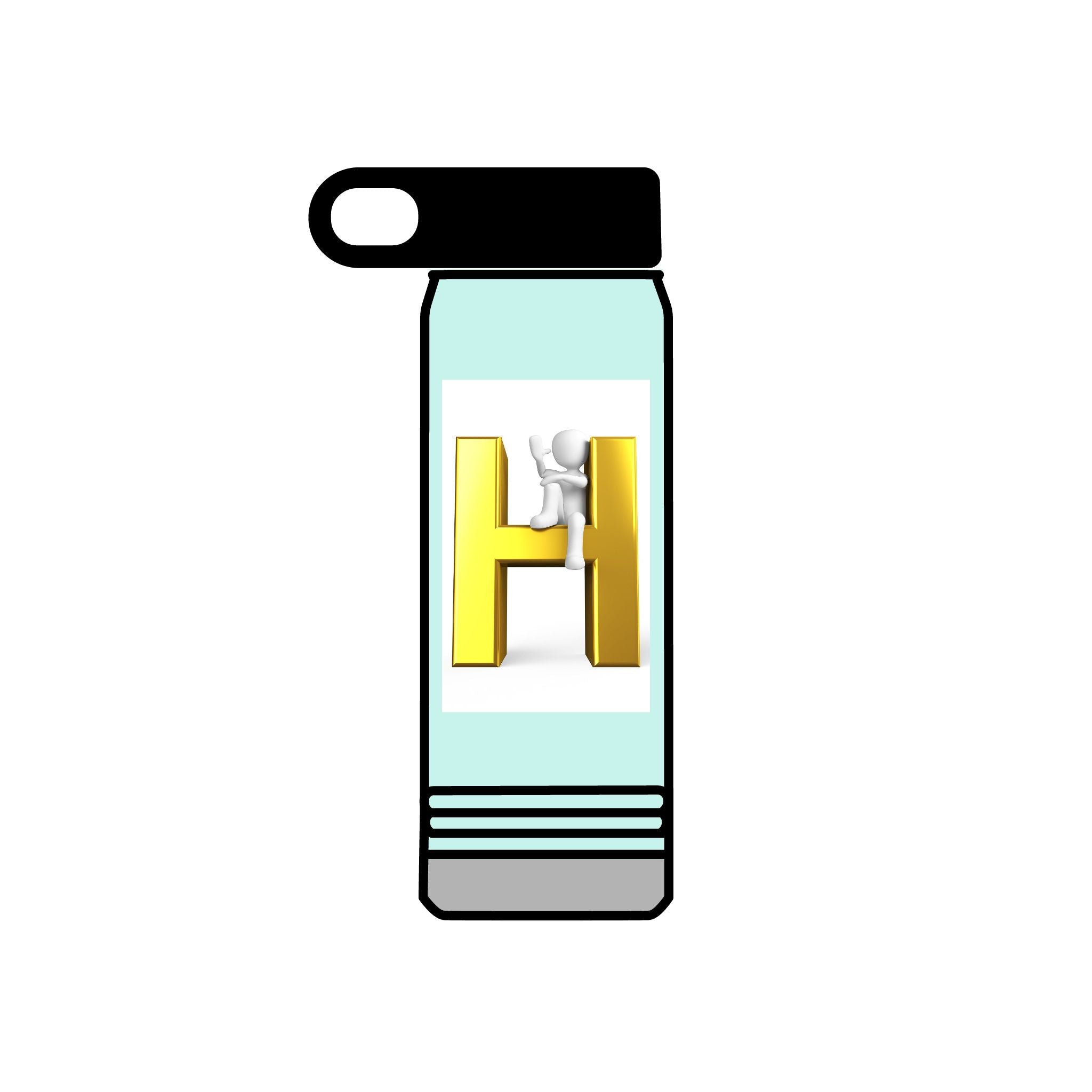 Bouteille d'eau motif lettre H dorée | Monogramme initiale 590 ml