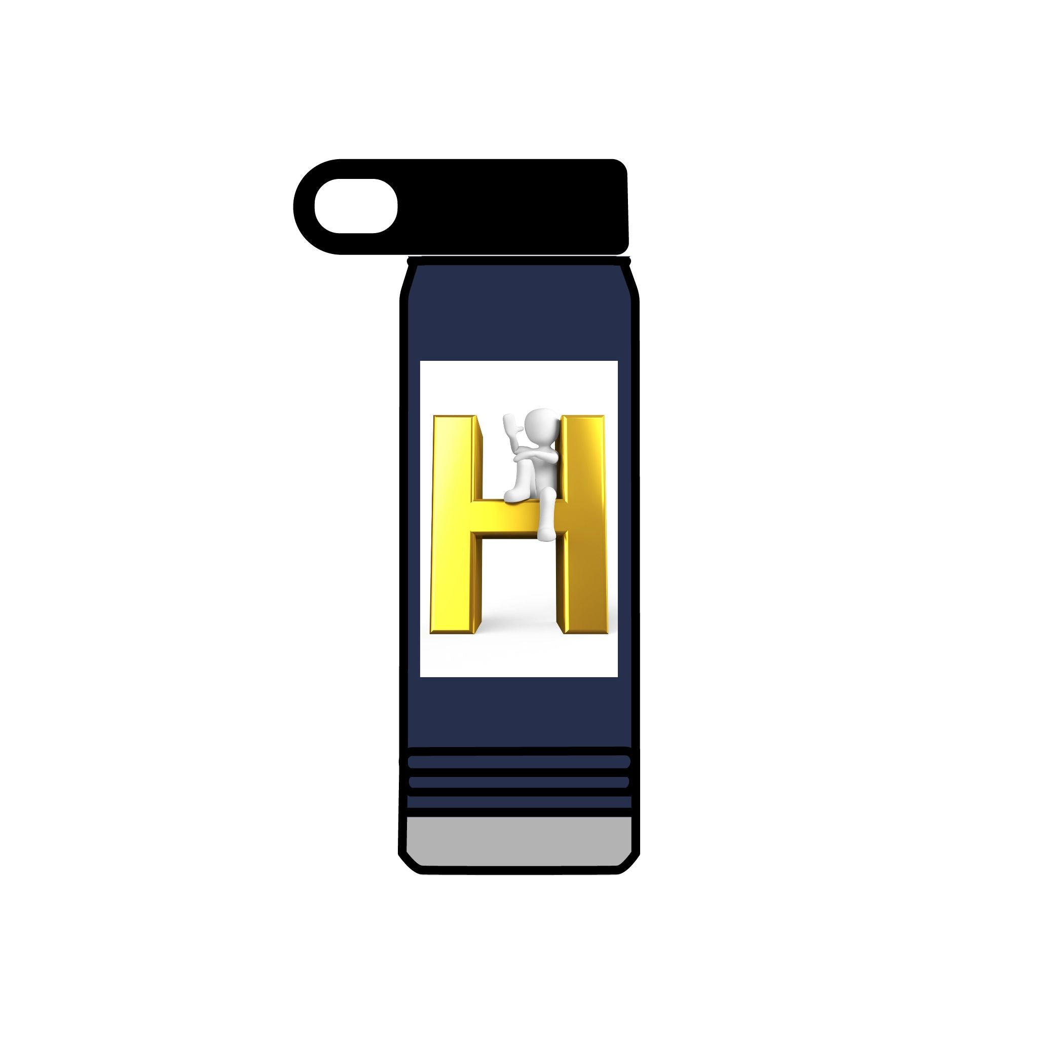 Bouteille d'eau motif lettre H dorée | Monogramme initiale 590 ml