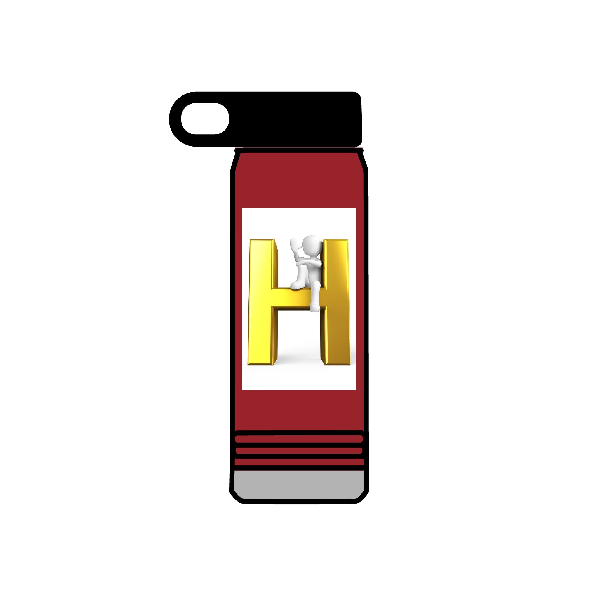 Bouteille d'eau motif lettre H dorée | Monogramme initiale 590 ml