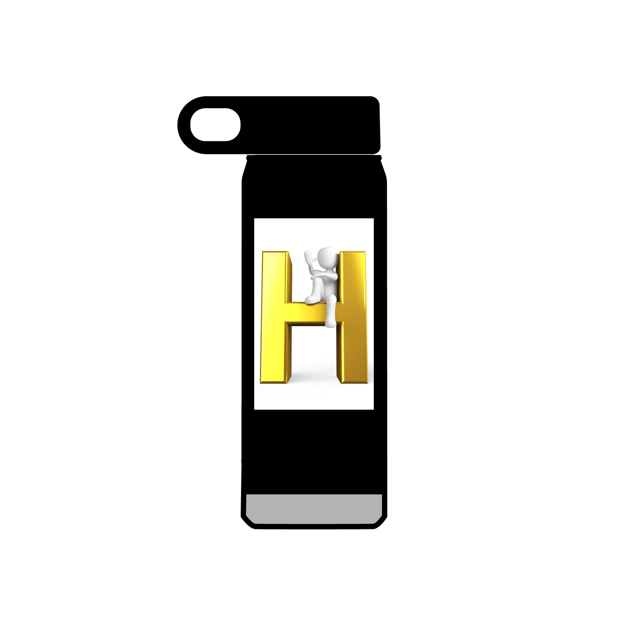Bouteille d'eau motif lettre H dorée | Monogramme initiale 590 ml