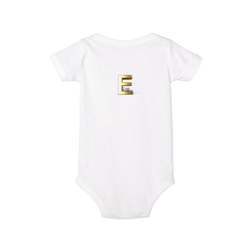 Gold Letter E Infant Onesie | Monogram Initial Baby Bodysuit