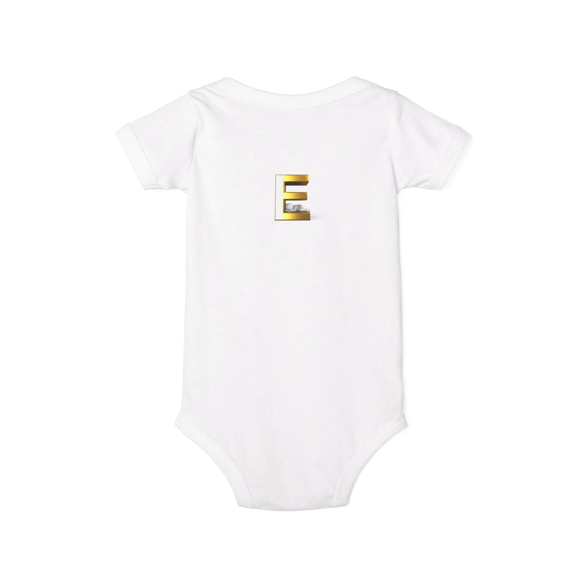 Gold Letter E Infant Onesie | Monogram Initial Baby Bodysuit