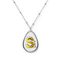 Oval Initial Pendant Necklace — Personalized 'S' Teardrop Necklace