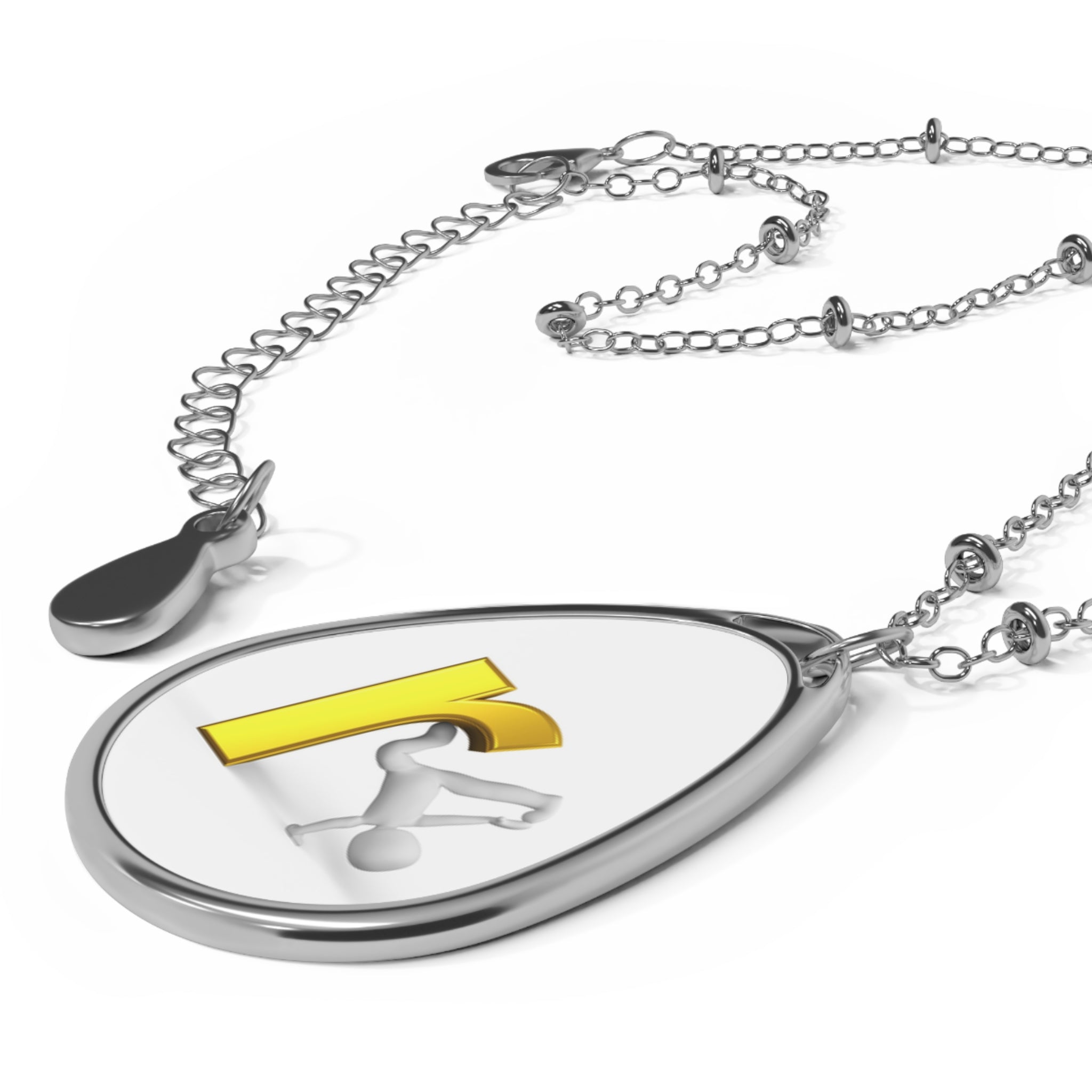Oval Initial Pendant Necklace — Personalized 'r' Teardrop Charm