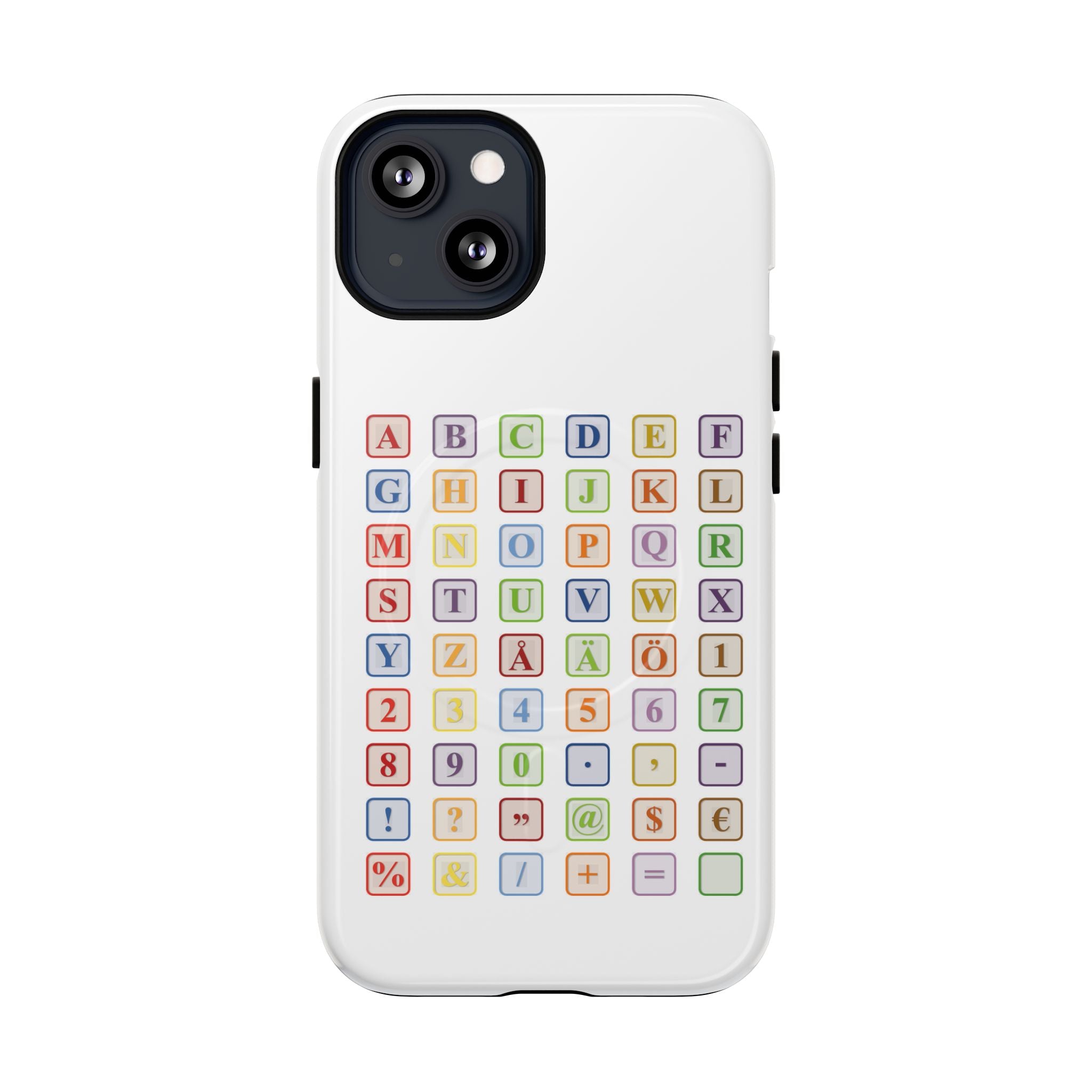 Coque de téléphone Alphabet Blocks | Coque magnétique résistante, grille de lettres colorées