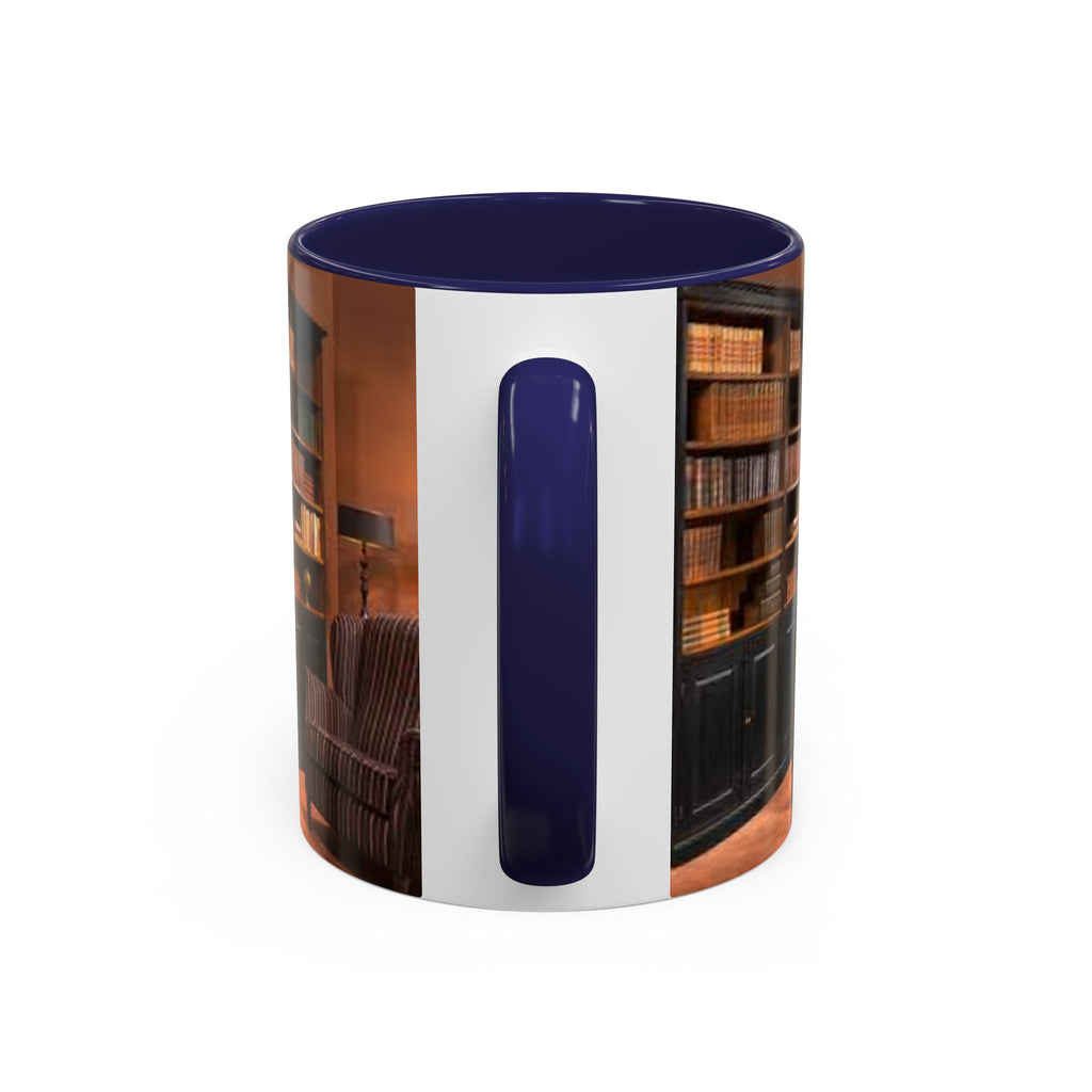 Cozy Library Bookshelf Coffee Mug | Accent Black Handle