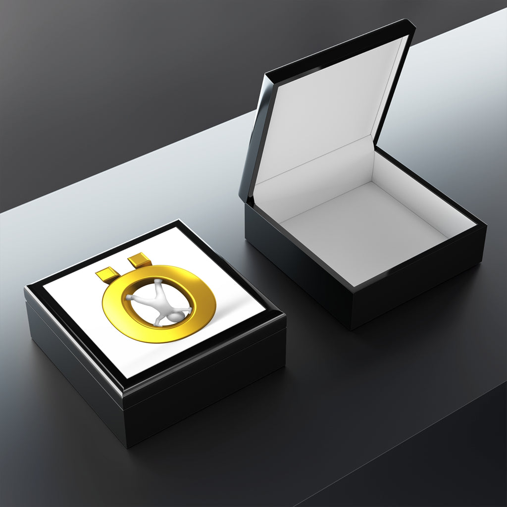 Gold Letter Ö Jewelry Box | Black Lacquer Trinket Case