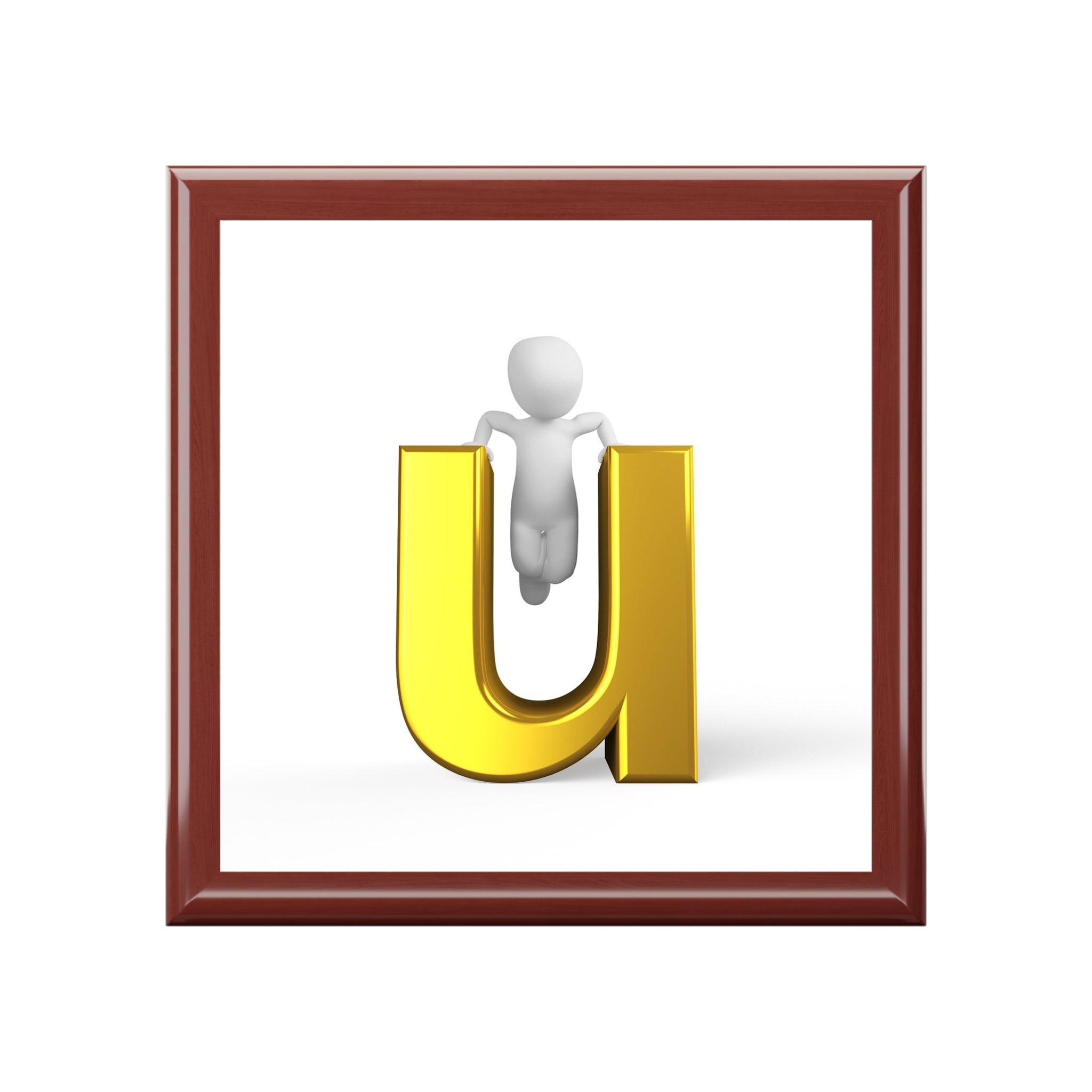 Gold Letter U Monogram Jewelry Box | Personalized Initial Keepsake