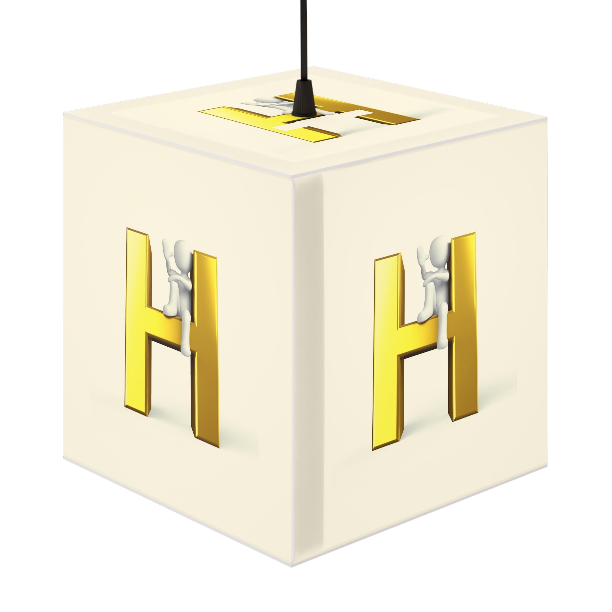 Gold Letter H Cube Lamp | Initial Light Cube Lamp