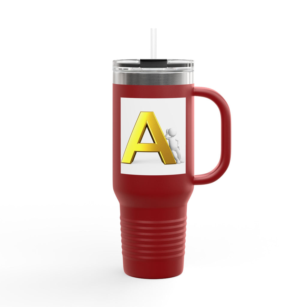 Yellow 3D Letter A Initial Travel Mug | 40oz Insulated Tumbler