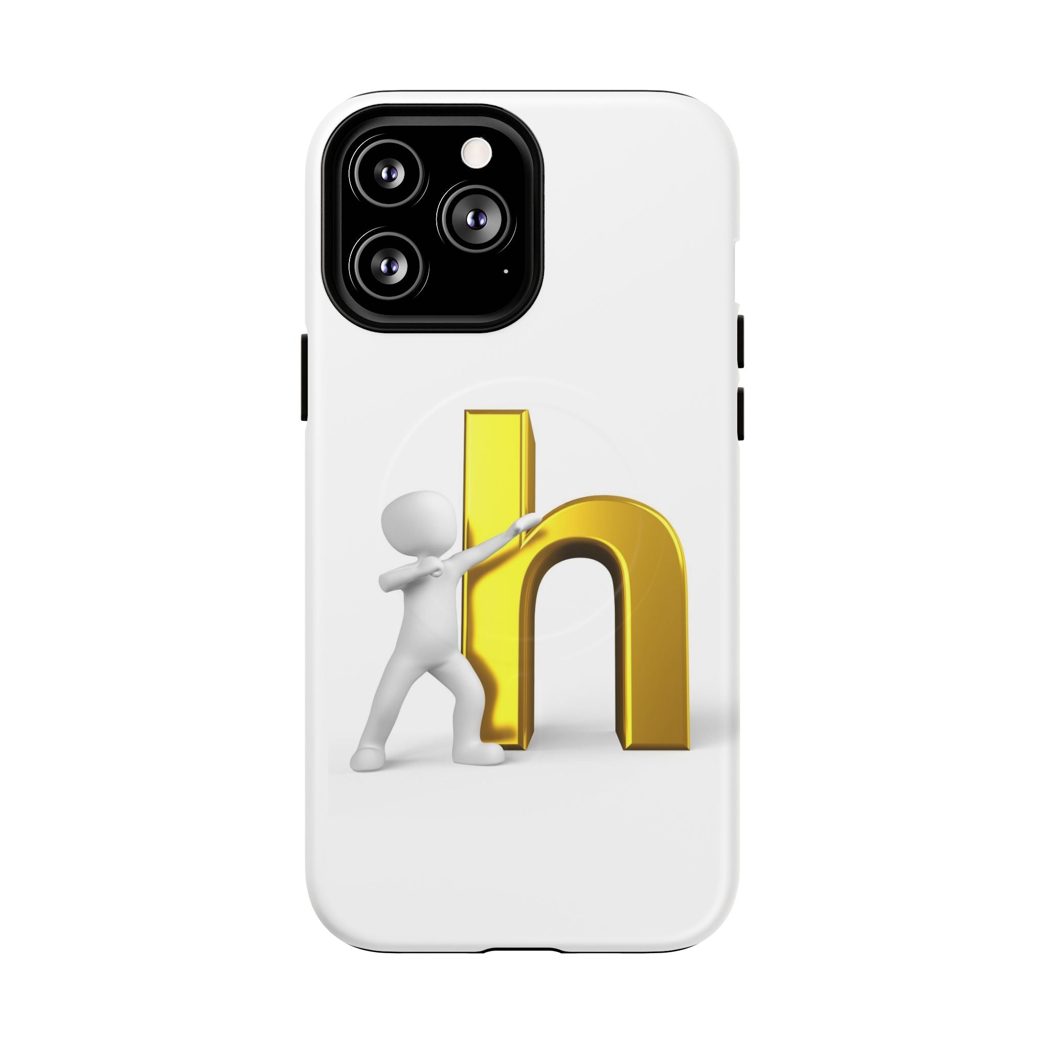 Coque de téléphone 3D avec lettre H dorée poussée | Coque magnétique robuste