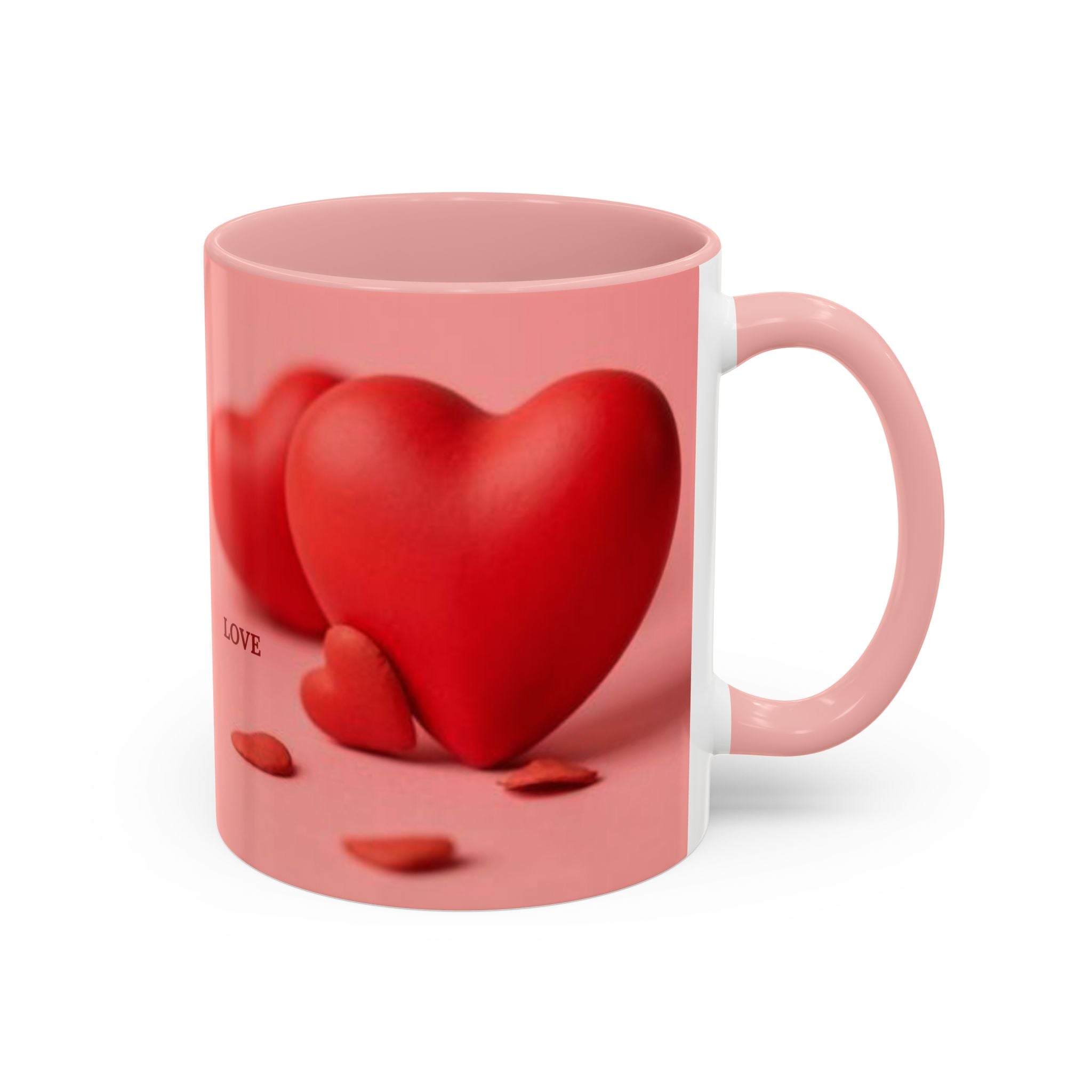 Red Heart Love Design Accent Coffee Mug | Valentine Heart Ceramic Mug