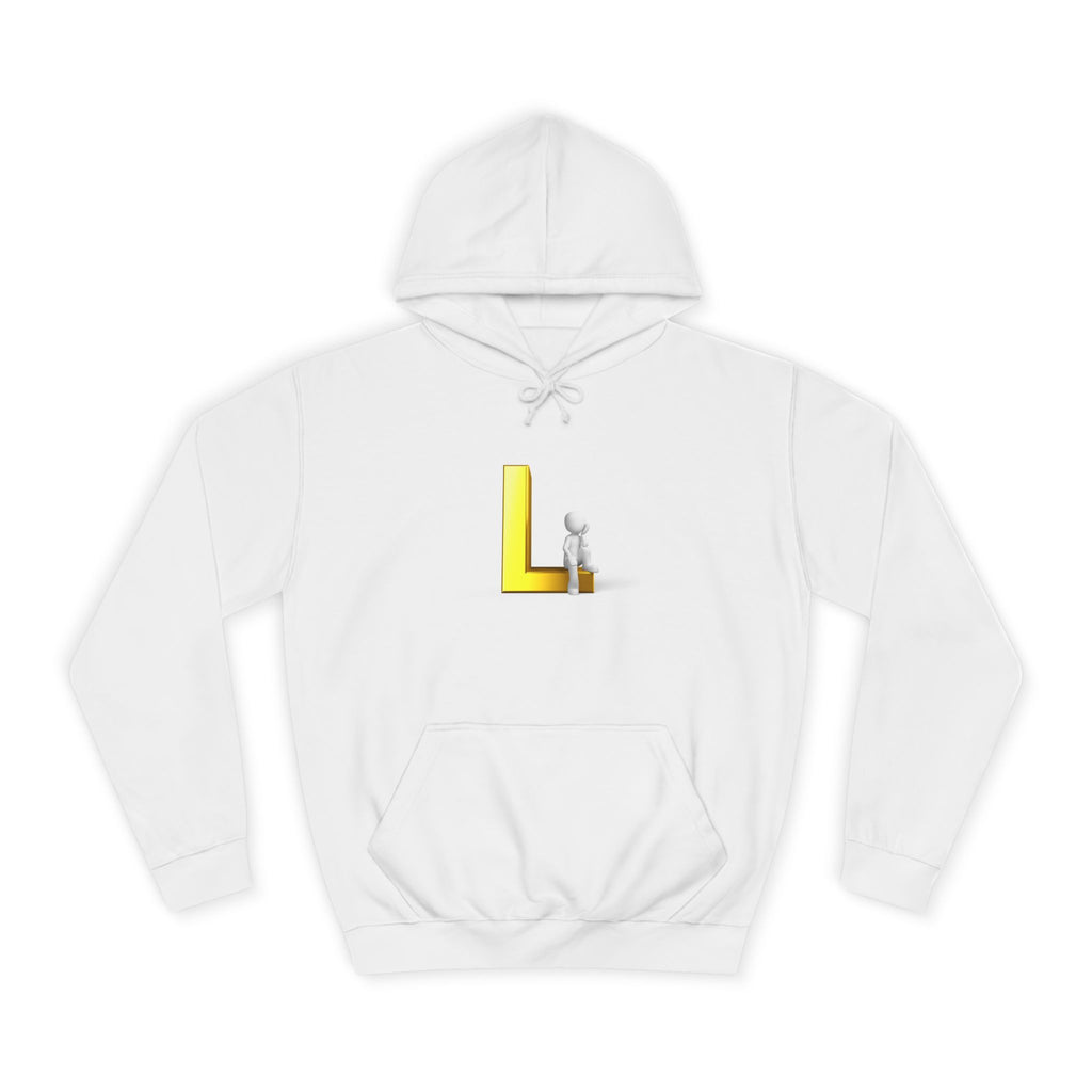 3D Letter L with Figure Hoodie | Initial L Sweatshirt