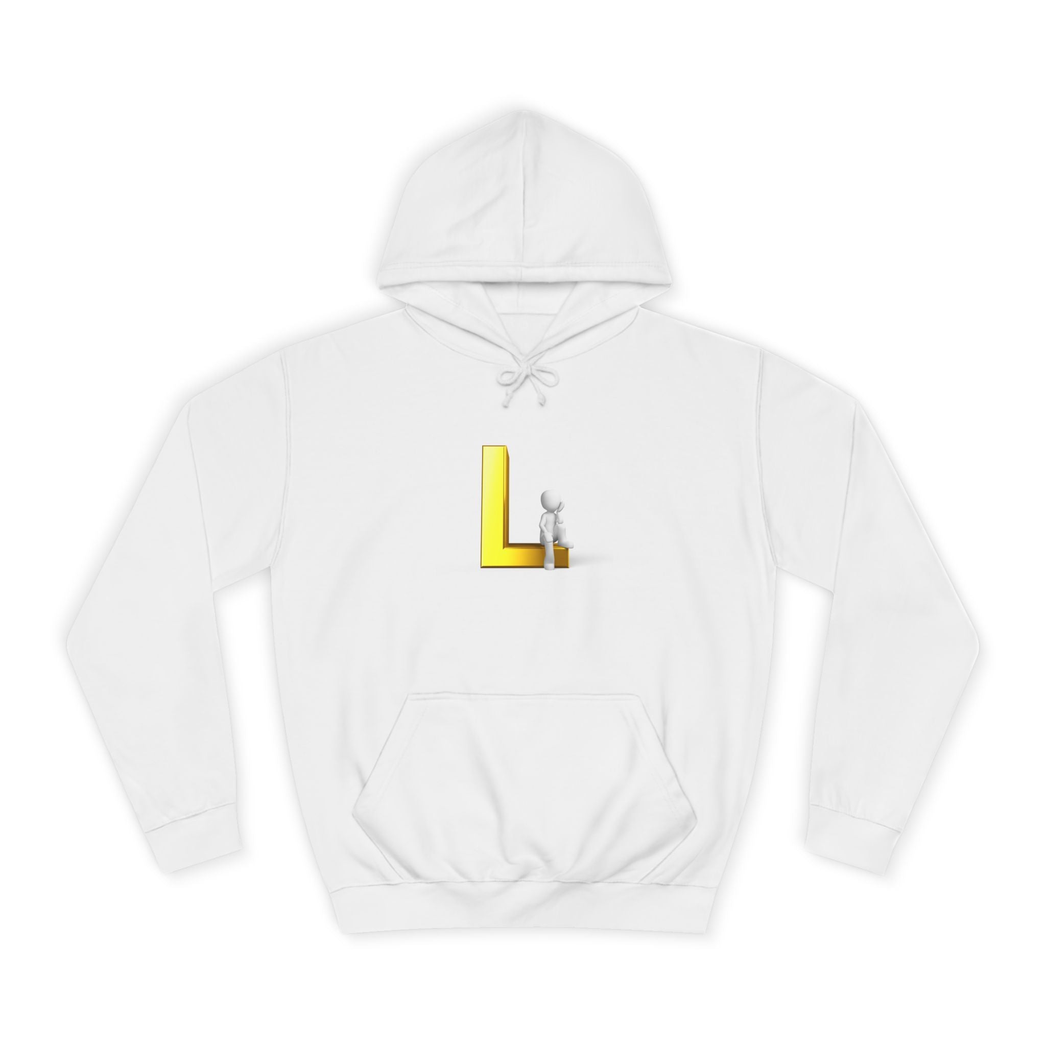 3D Letter L with Figure Hoodie | Initial L Sweatshirt