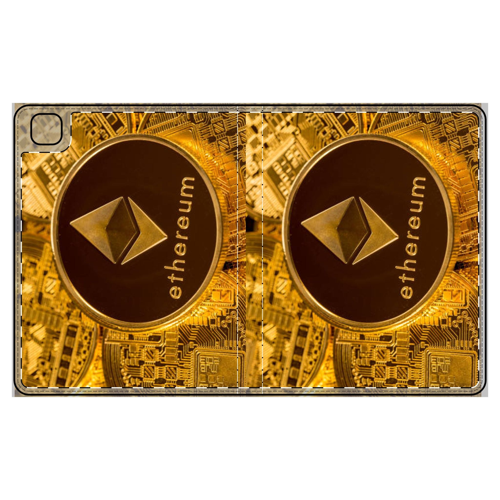 Ethereum Crypto Coin Tablet Folio Case | Gold Blockchain Design