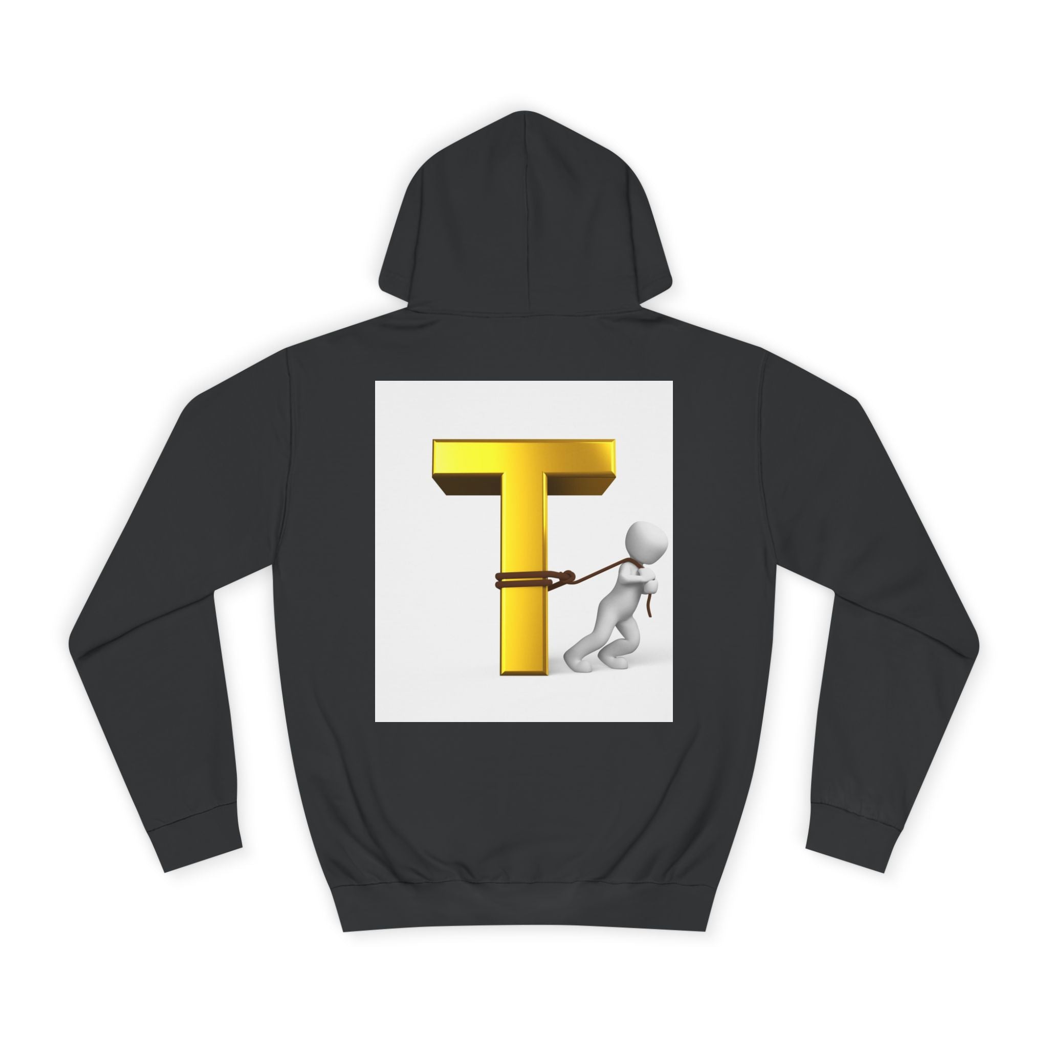 Letter T Mascot Pulling Block T Hoodie | Monogram Initial T Sweatshirt