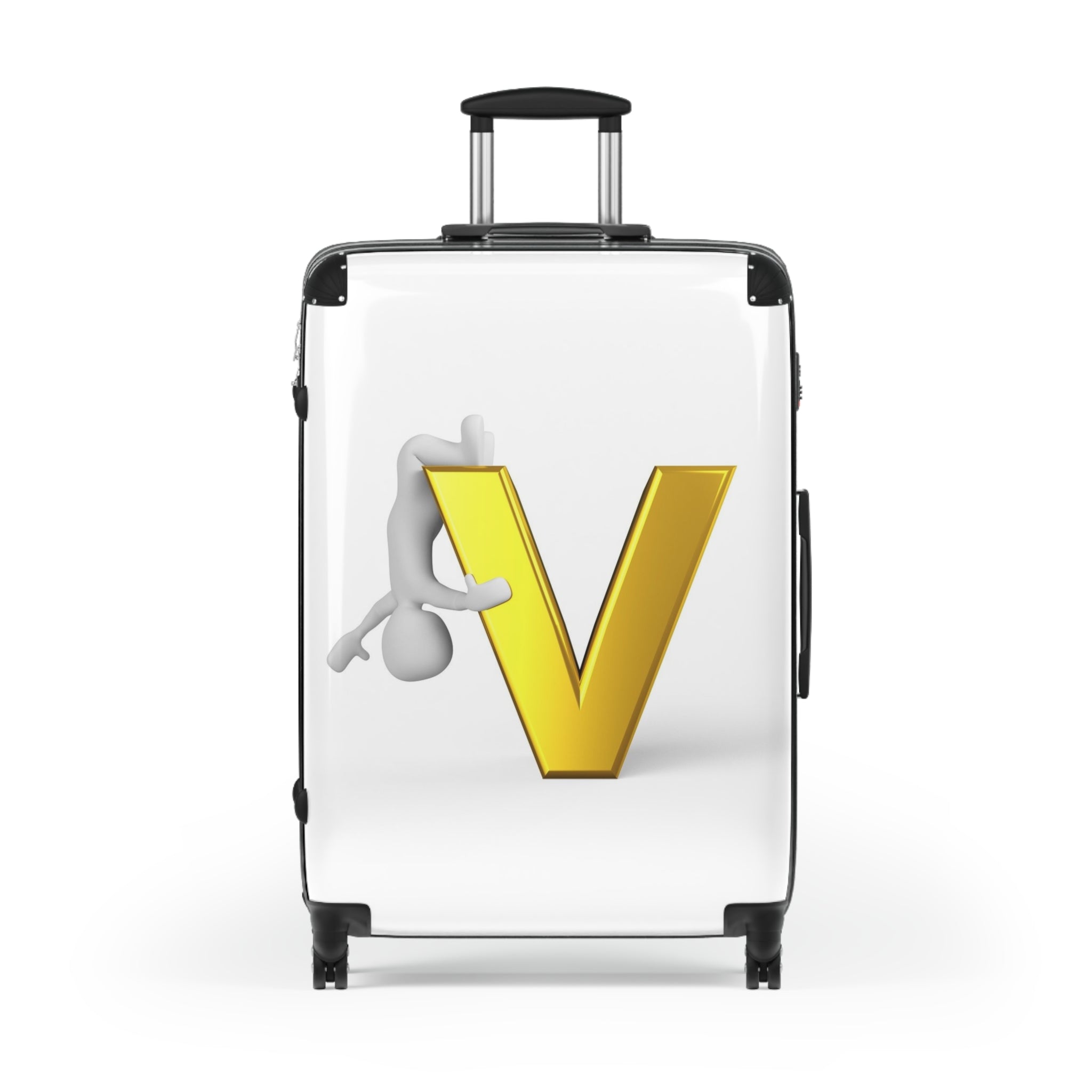 Golden Letter V Illustration Suitcase | Monogram Carry-On Luggage