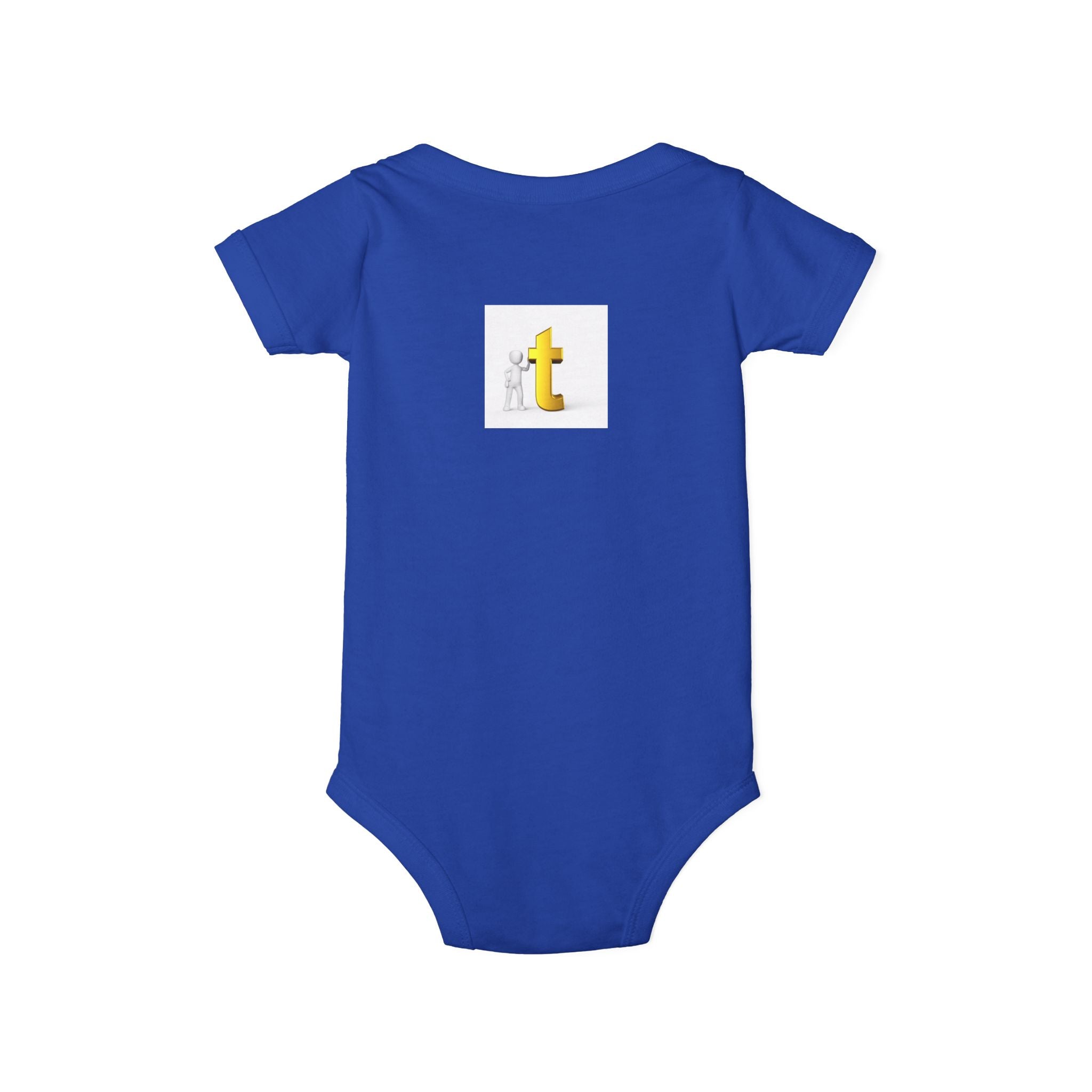 Yellow Letter T Baby Onesie | Infant Jersey One Piece, Minimal Initial Graphic