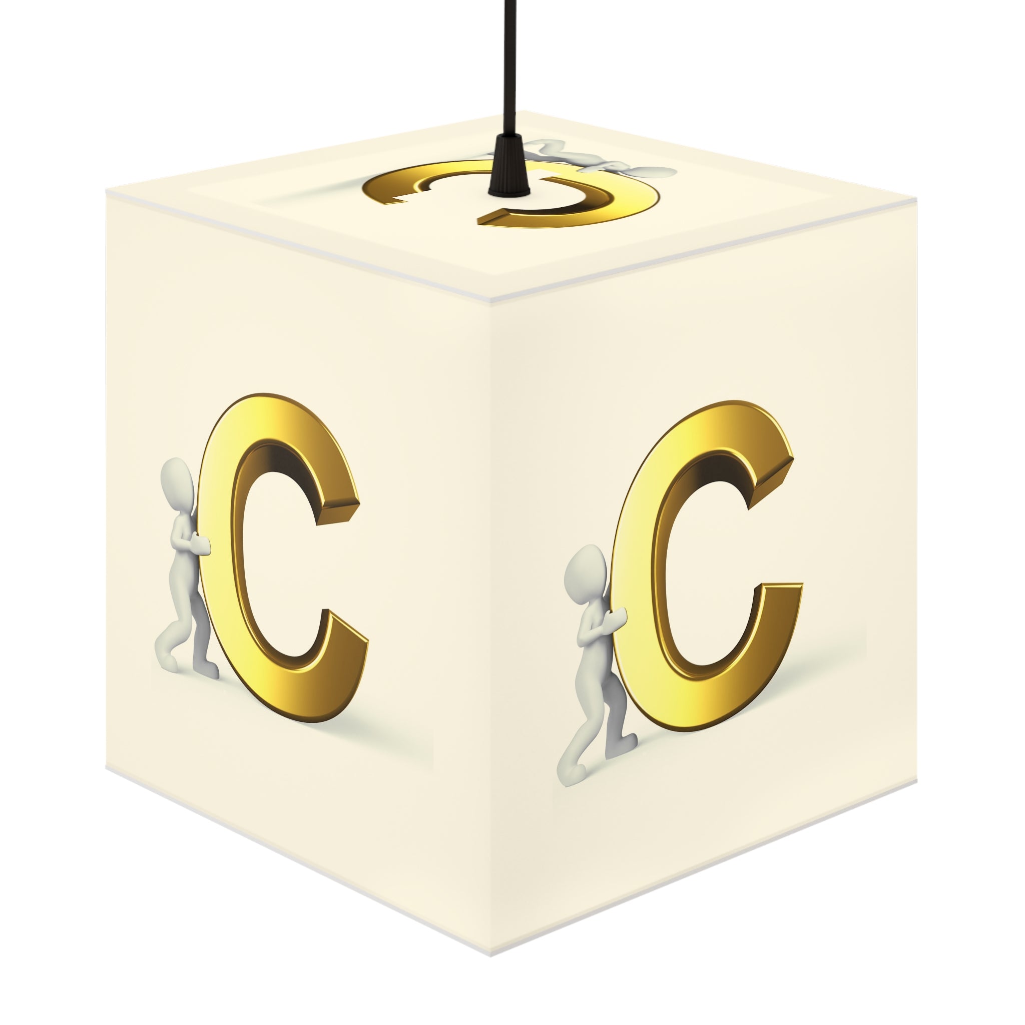Gold Letter C Cube Lamp | Personalized Initial Light Cube