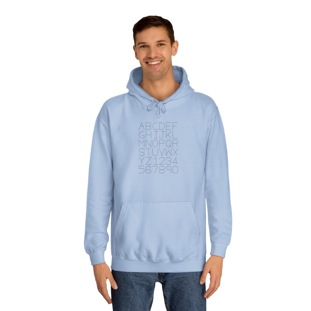 College Dotted Alphabet Hoodie | Campus Sweatshirt, Collegiate Style