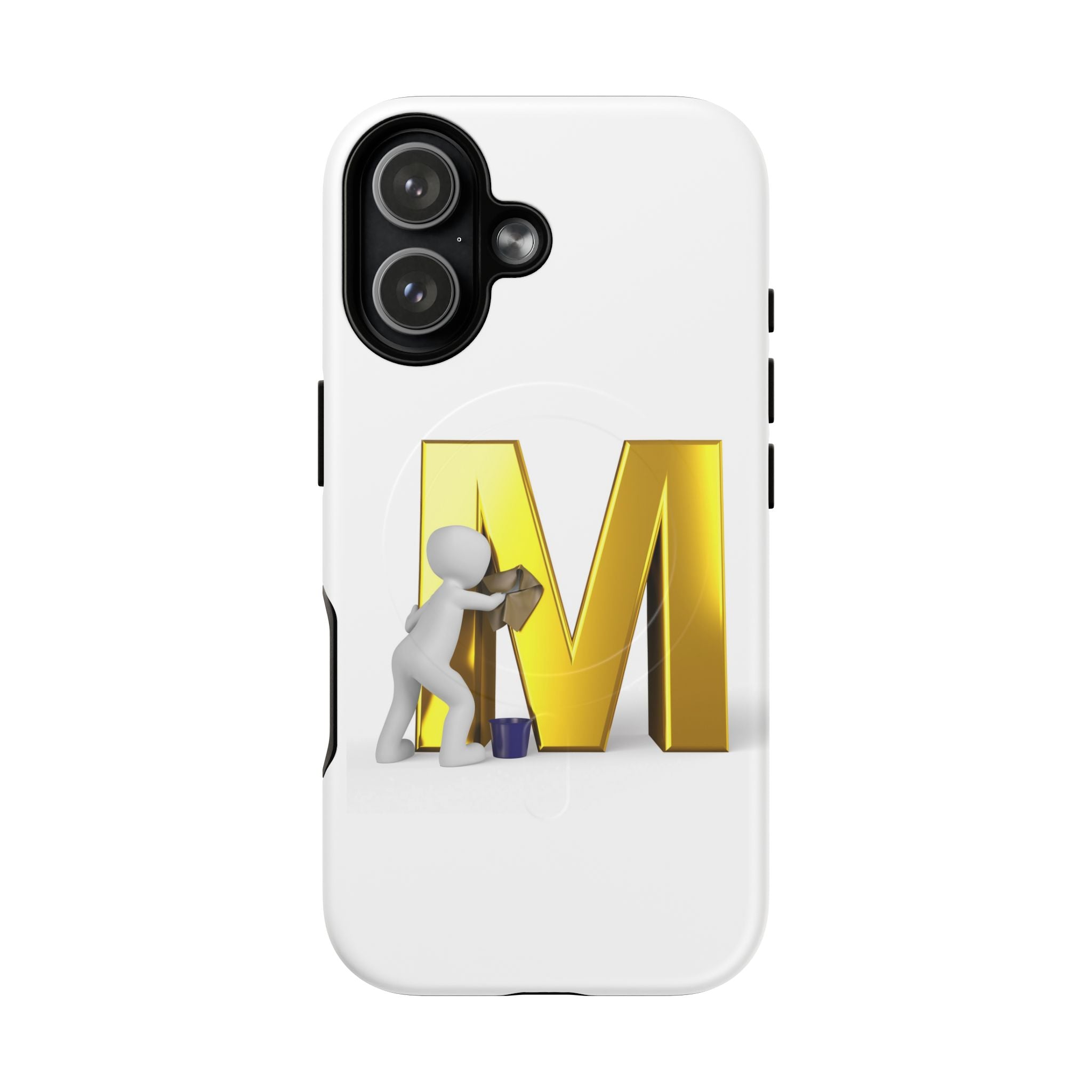 Coque de téléphone aimantée et robuste avec lettre M dorée | Coque magnétique résistante