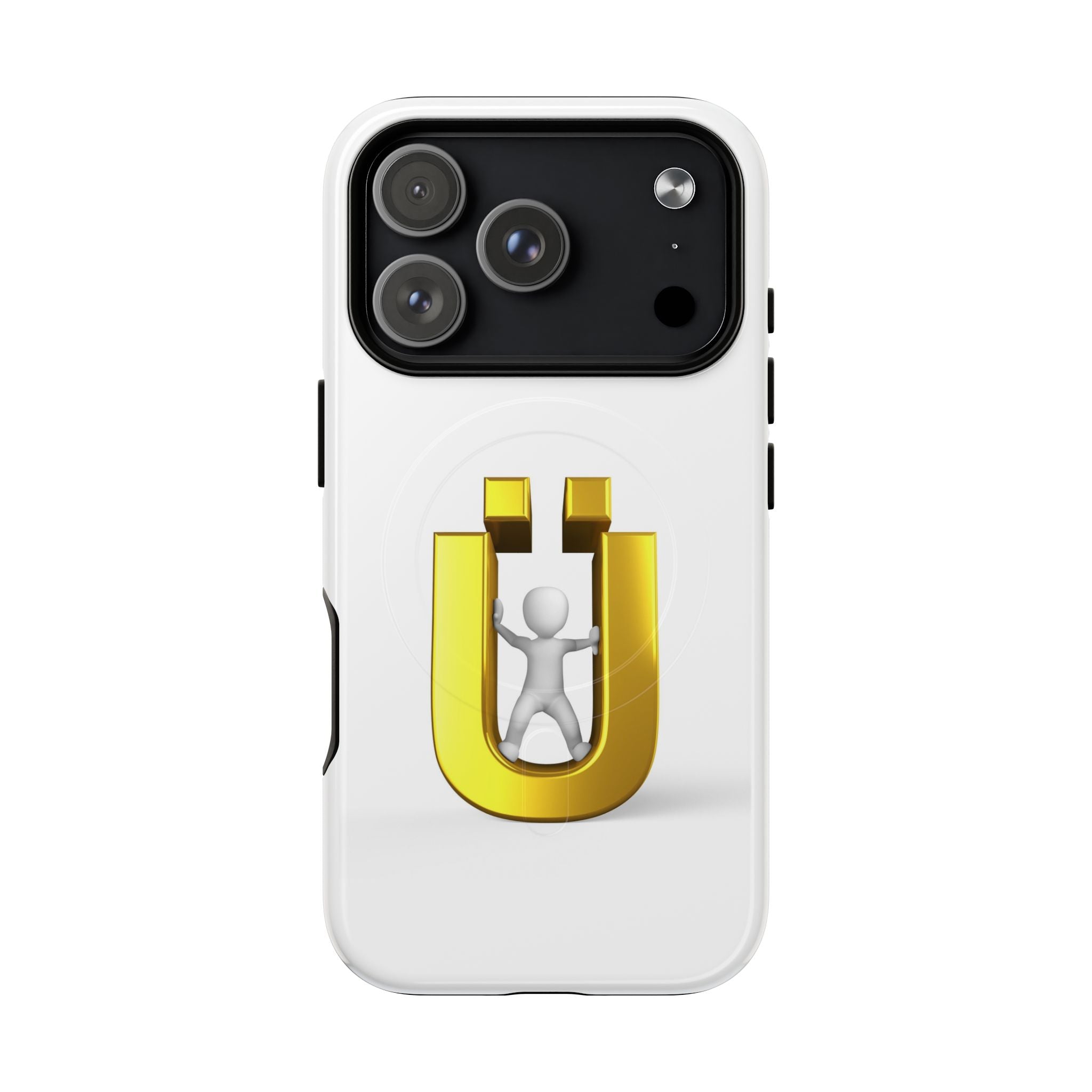 Coque de téléphone à logo lettre Ü dorée | Coque magnétique robuste
