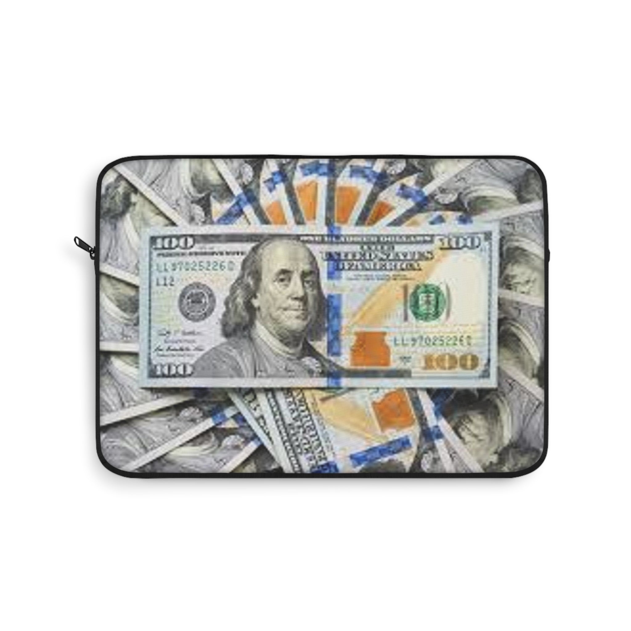 Stack of 100 Bills Laptop Sleeve | Money Cash Print | Benjamin Franklin Design
