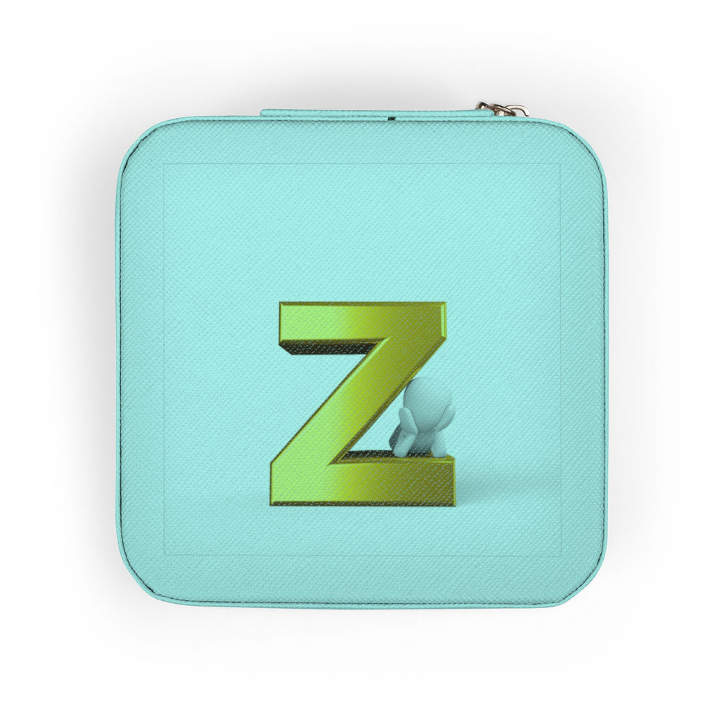 Gold Initial Z Jewelry Travel Case | Compact Pink Ring Earring Organizer