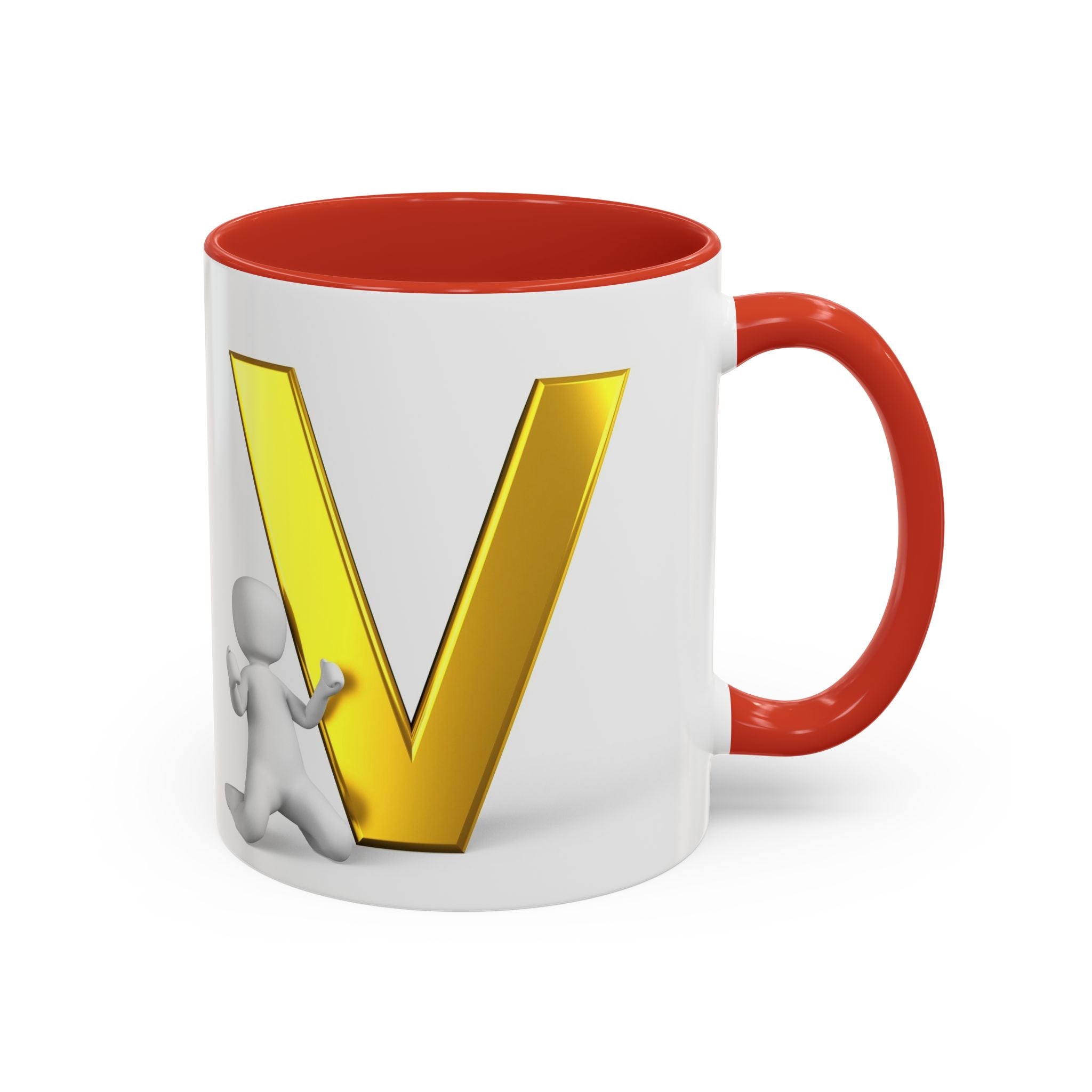 Gold Letter V Mug | Accent Coffee Mug 11oz 15oz