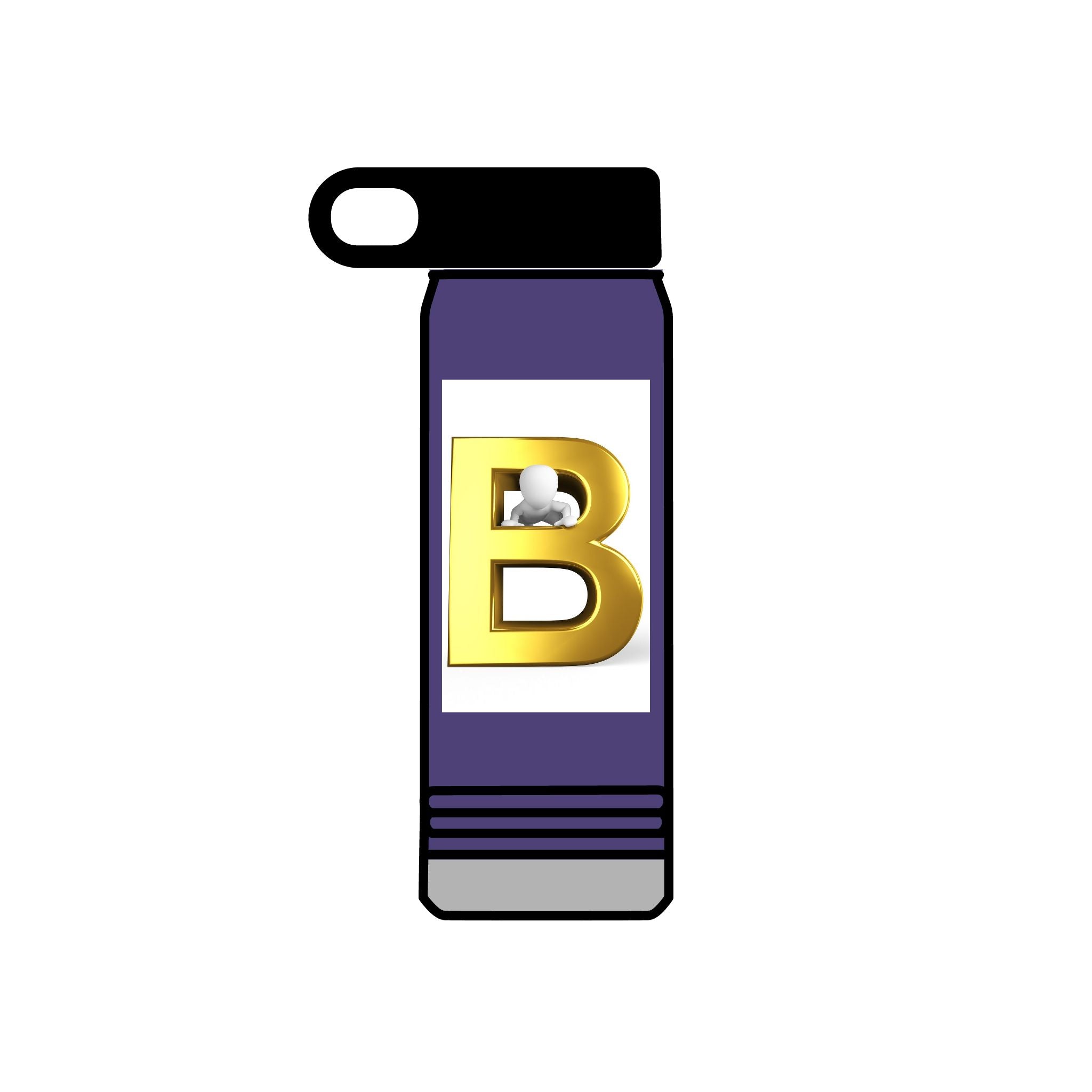 Bouteille d'eau Monogramme Lettre B Dorée | Bouteille Initiale 20oz